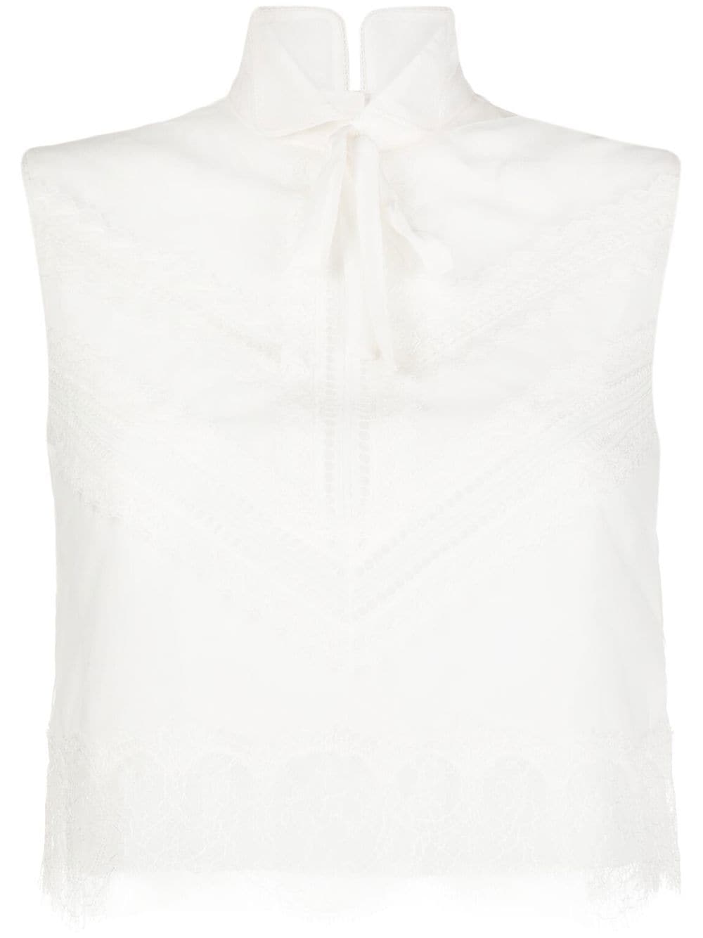 SHIATZY CHEN lace-trim mulberry-silk vest - White von SHIATZY CHEN