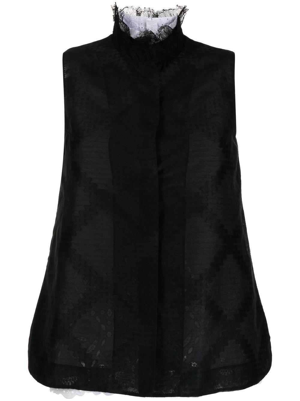 SHIATZY CHEN lace-trim sleeveless shirt - Black von SHIATZY CHEN