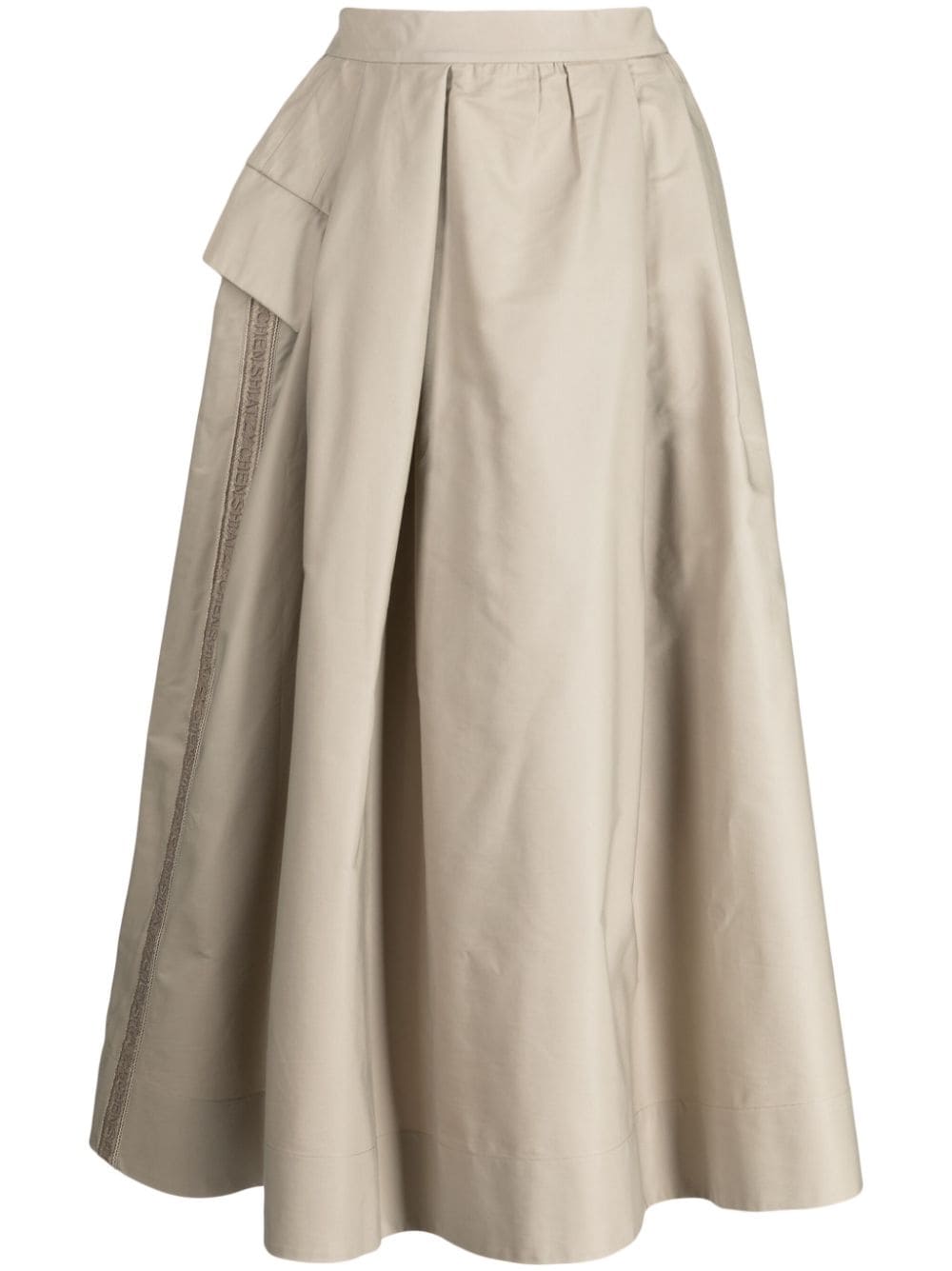 SHIATZY CHEN logo-embroidered asymmetric midi skirt - Neutrals von SHIATZY CHEN