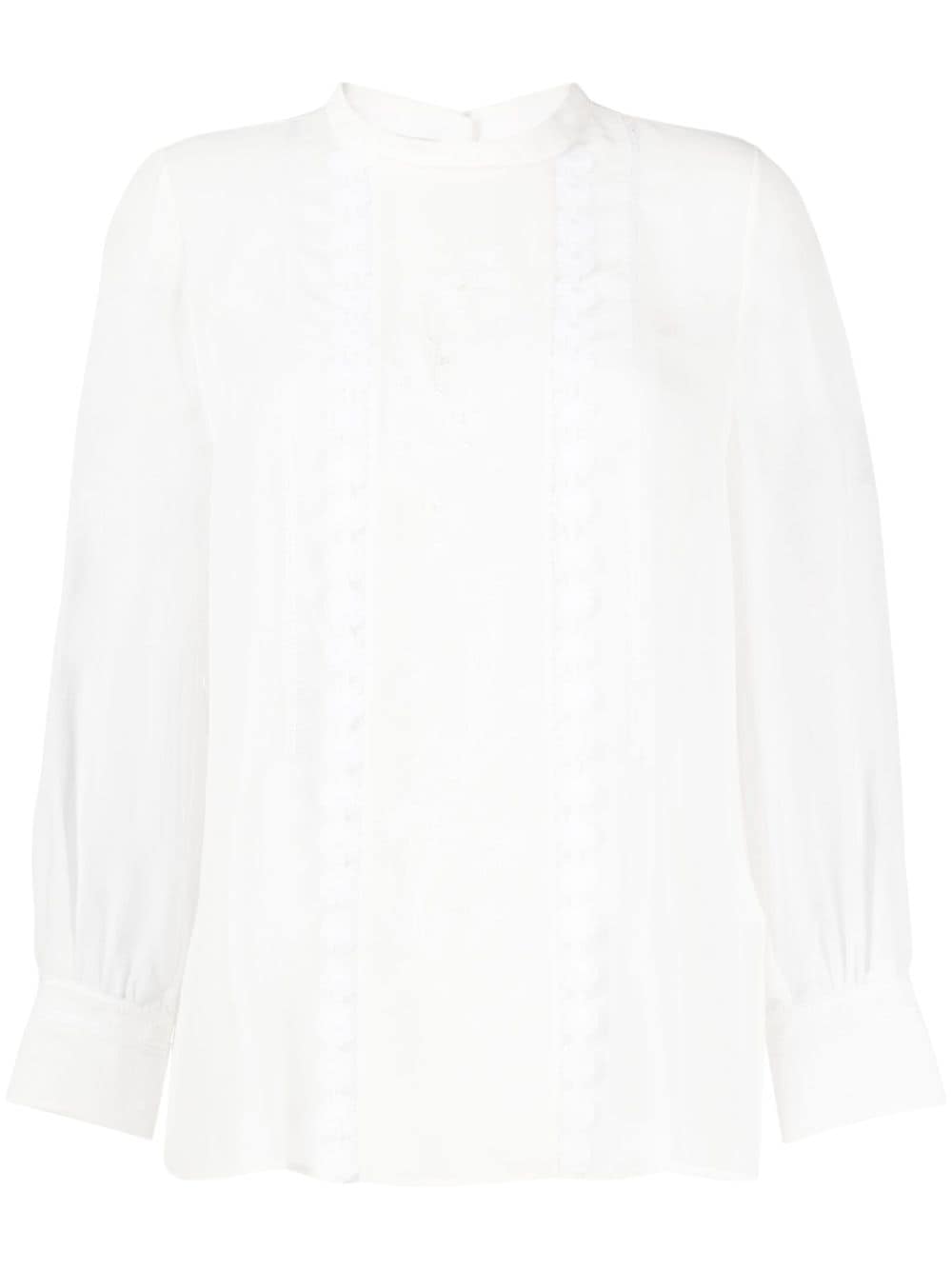 SHIATZY CHEN mulberry silk lace-appliqué shirt - White von SHIATZY CHEN