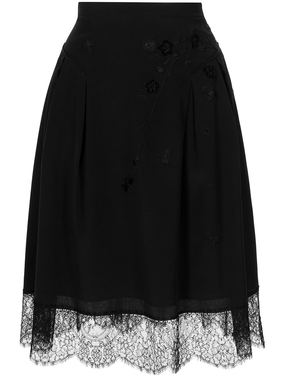 SHIATZY CHEN plum blossom-embroidered midi skirt - Black von SHIATZY CHEN