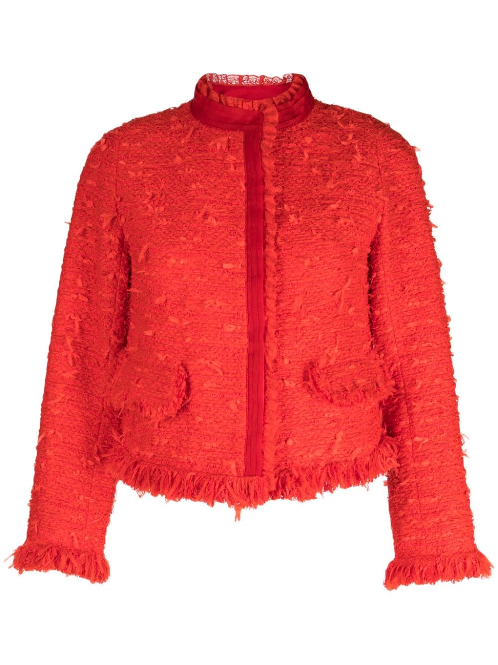 SHIATZY CHEN tweed frayed-trim jacket - Red von SHIATZY CHEN