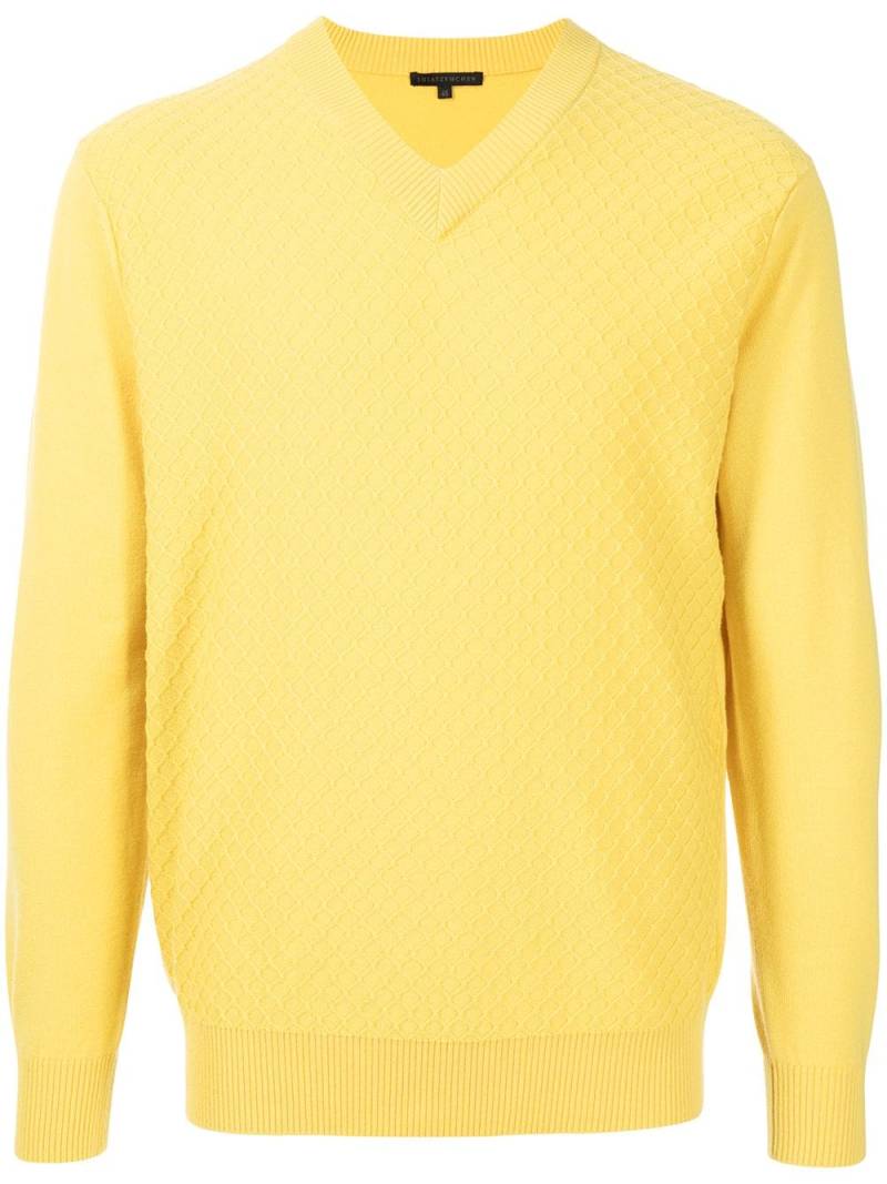 SHIATZY CHEN waffle-knit V-neck jumper - Yellow von SHIATZY CHEN