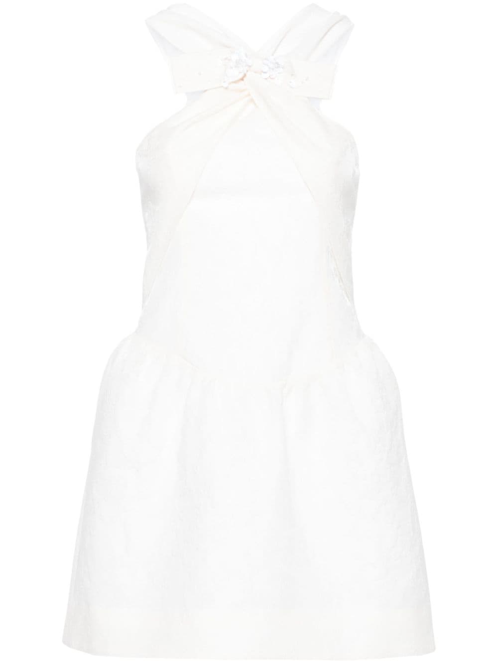 SHUSHU/TONG bow-detail cloqué-effect minidress - White von SHUSHU/TONG