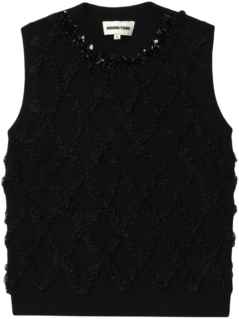 SHUSHU/TONG diamond-pattern knitted vest - Black von SHUSHU/TONG