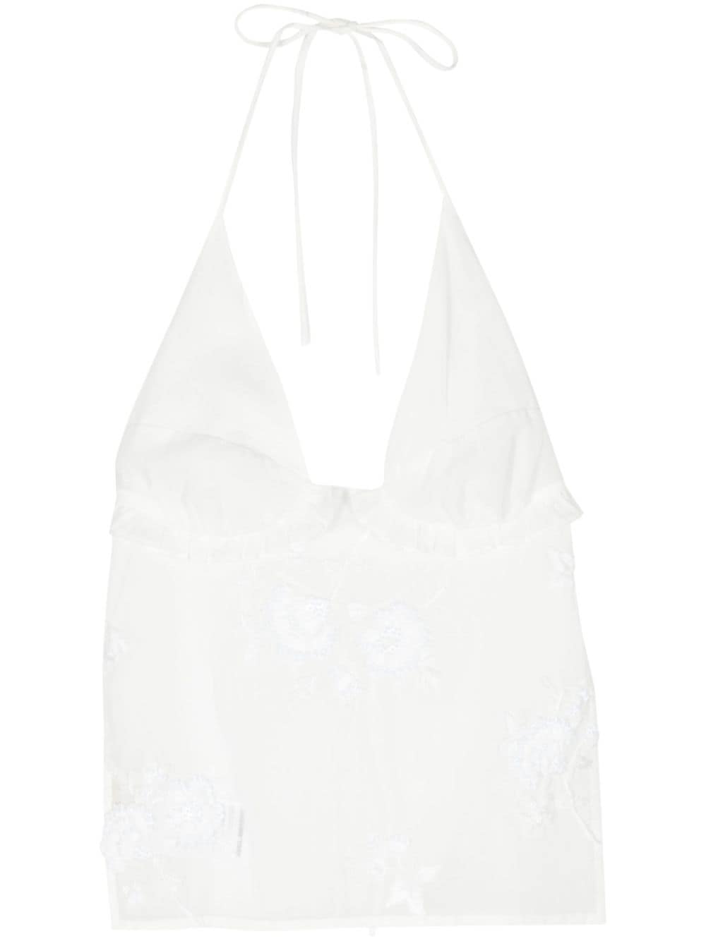 SHUSHU/TONG floral-embroidered halterneck top - White von SHUSHU/TONG