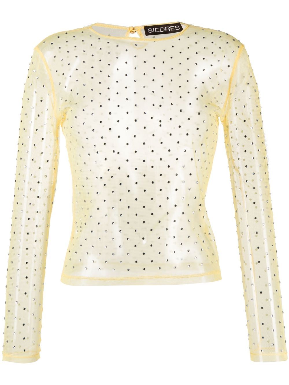 SIEDRES Desta crystal-embellished sheer top - Yellow von SIEDRES