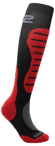 SIXS Lange Socken MOT2 MERINOS - schwarz-rot (Grösse: 44/47) von SIXS