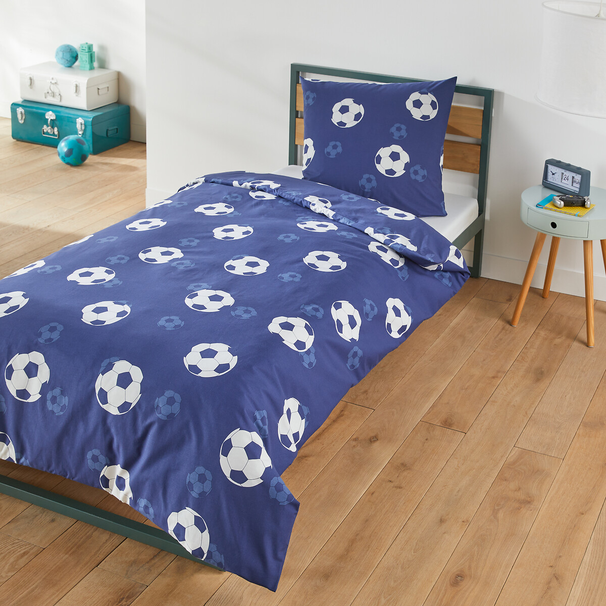 Bettwäsche-Set Blue Goal, Baumwolle, quadratischer Kissenbezug von SO'HOME