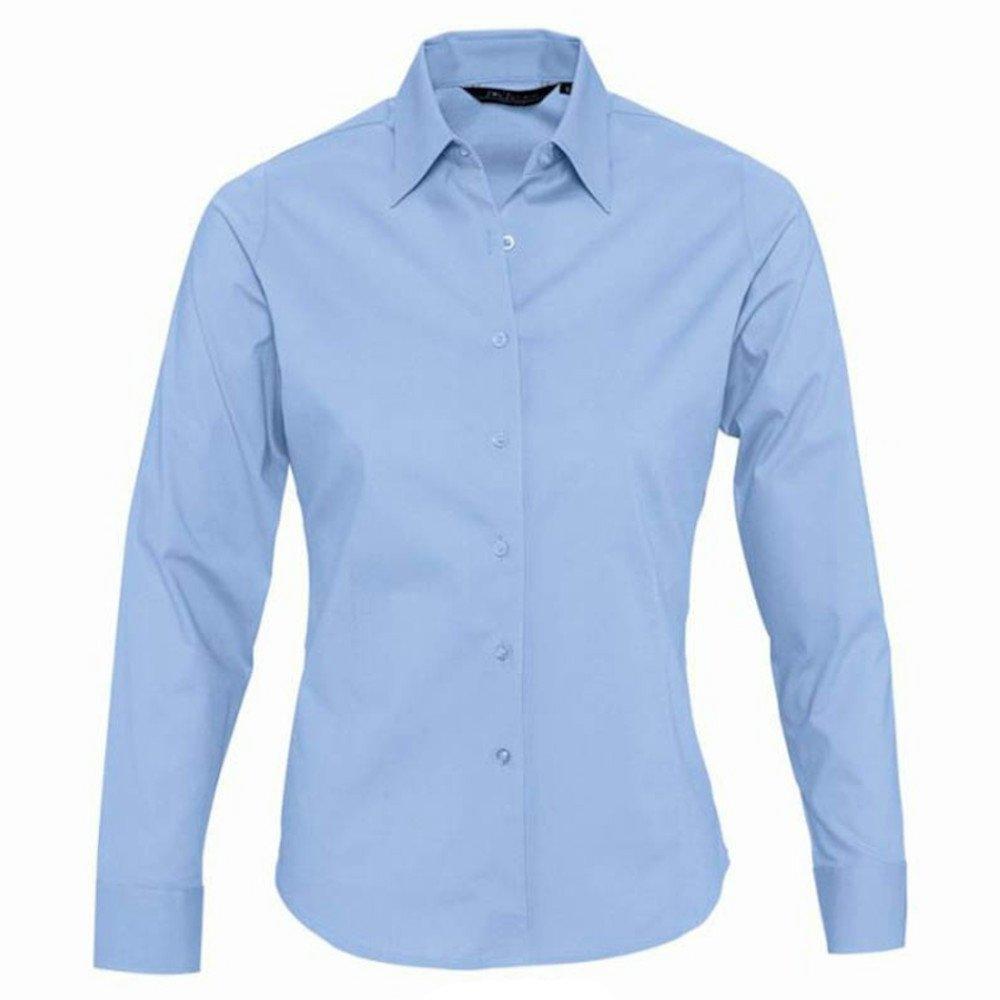 Eden Bluse Arbeitsbluse, Langarm Damen Himmelblau L von SOLS