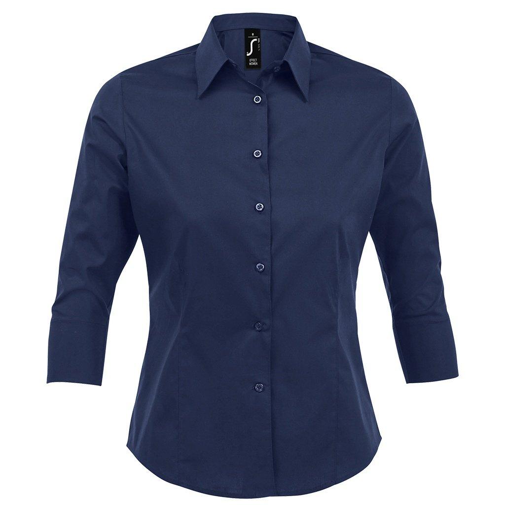 Effect Bluse Arbeitsbluse, 34ärmel Damen Dunkelblau M von SOLS