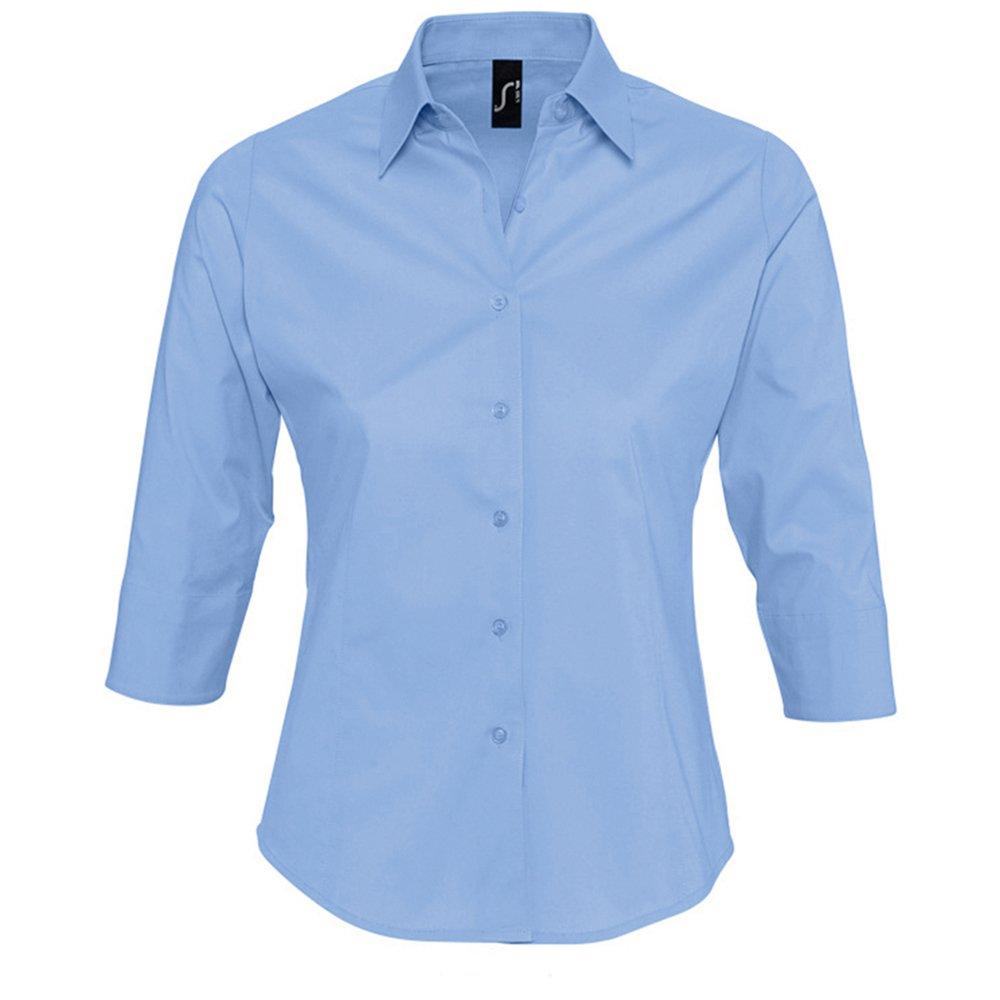 Effect Bluse Arbeitsbluse, 34ärmel Damen Himmelblau S von SOLS