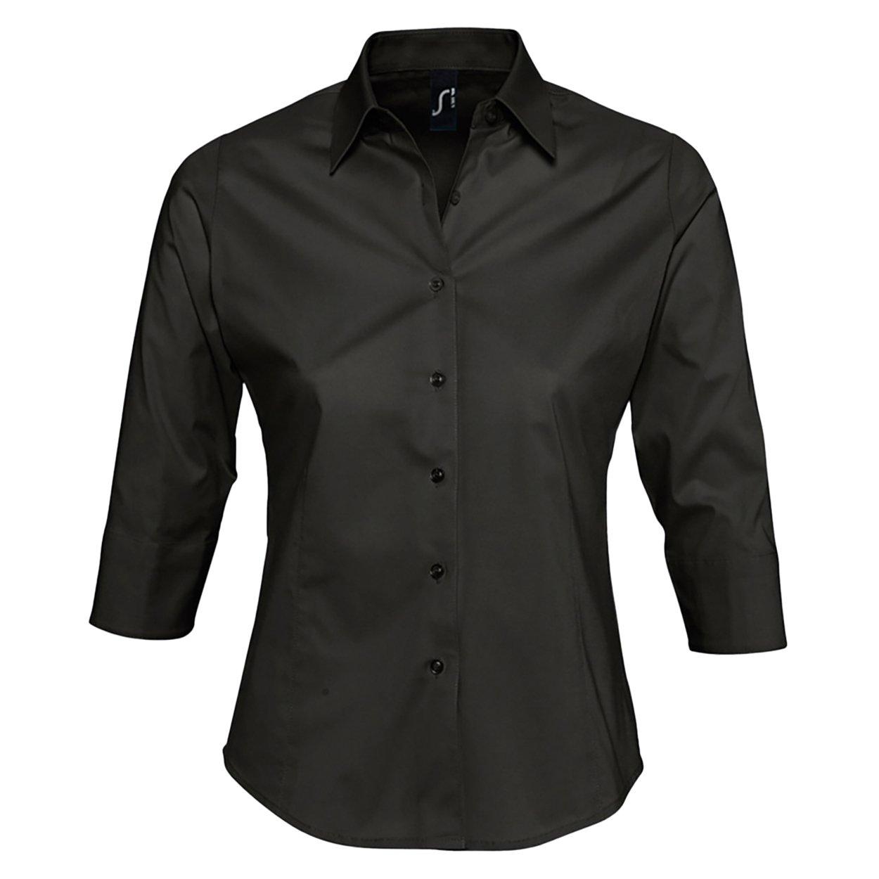 Effect Bluse Arbeitsbluse, 34ärmel Damen Schwarz L von SOLS