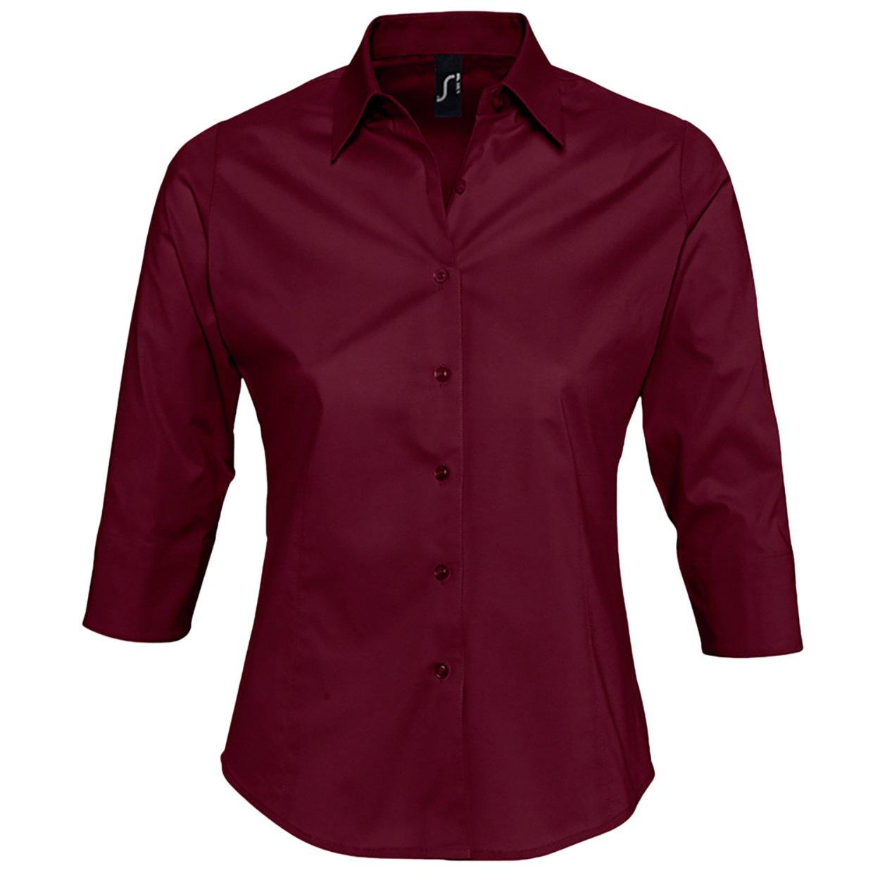 Effect Bluse Arbeitsbluse, 34ärmel Damen Weinrot L von SOLS