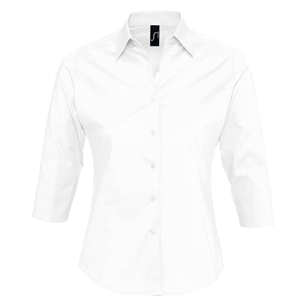 Effect Bluse Arbeitsbluse, 34ärmel Damen Weiss L von SOLS