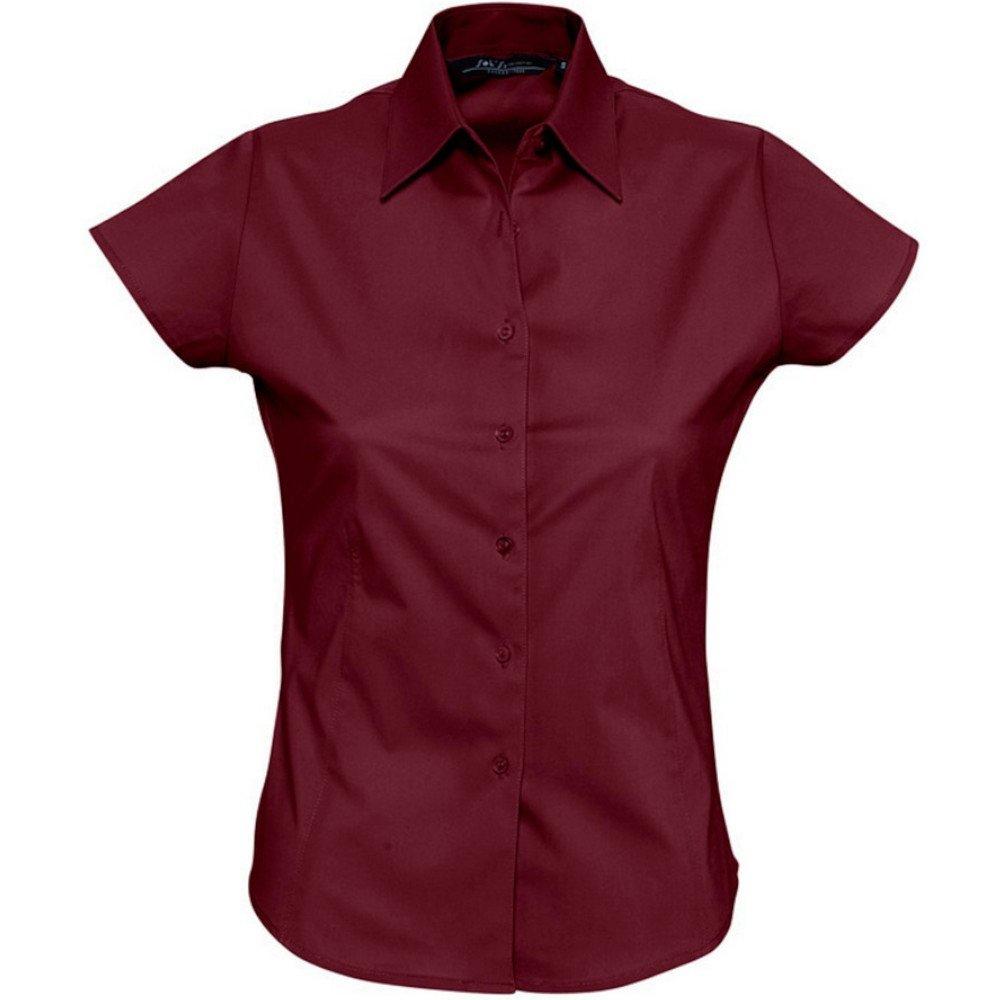 Excess Bluse Arbeitsbluse, Kurzarm Damen Weinrot XXL von SOLS