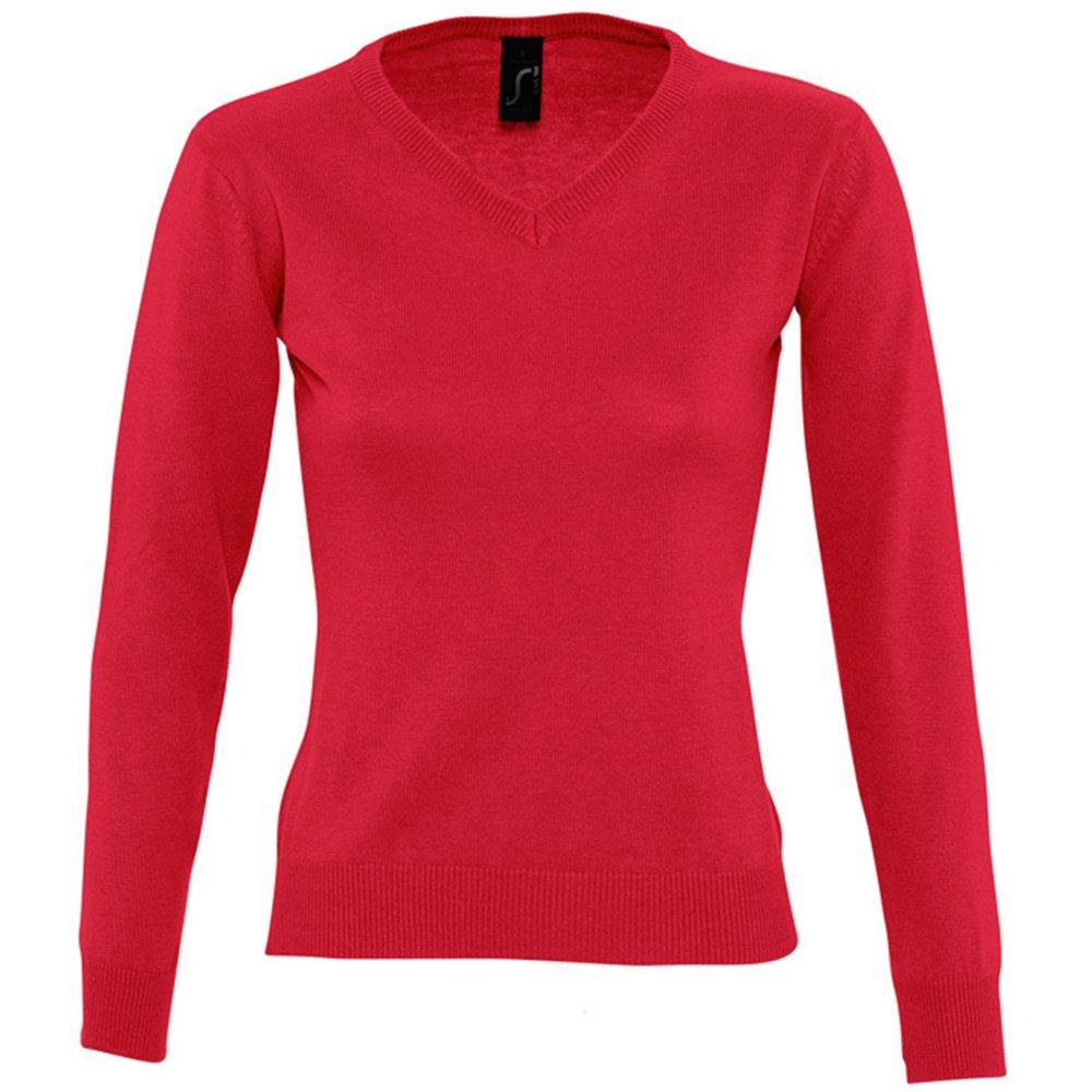 Galaxy Pullover Mit Vausschnitt Damen Rot Bunt XL von SOLS