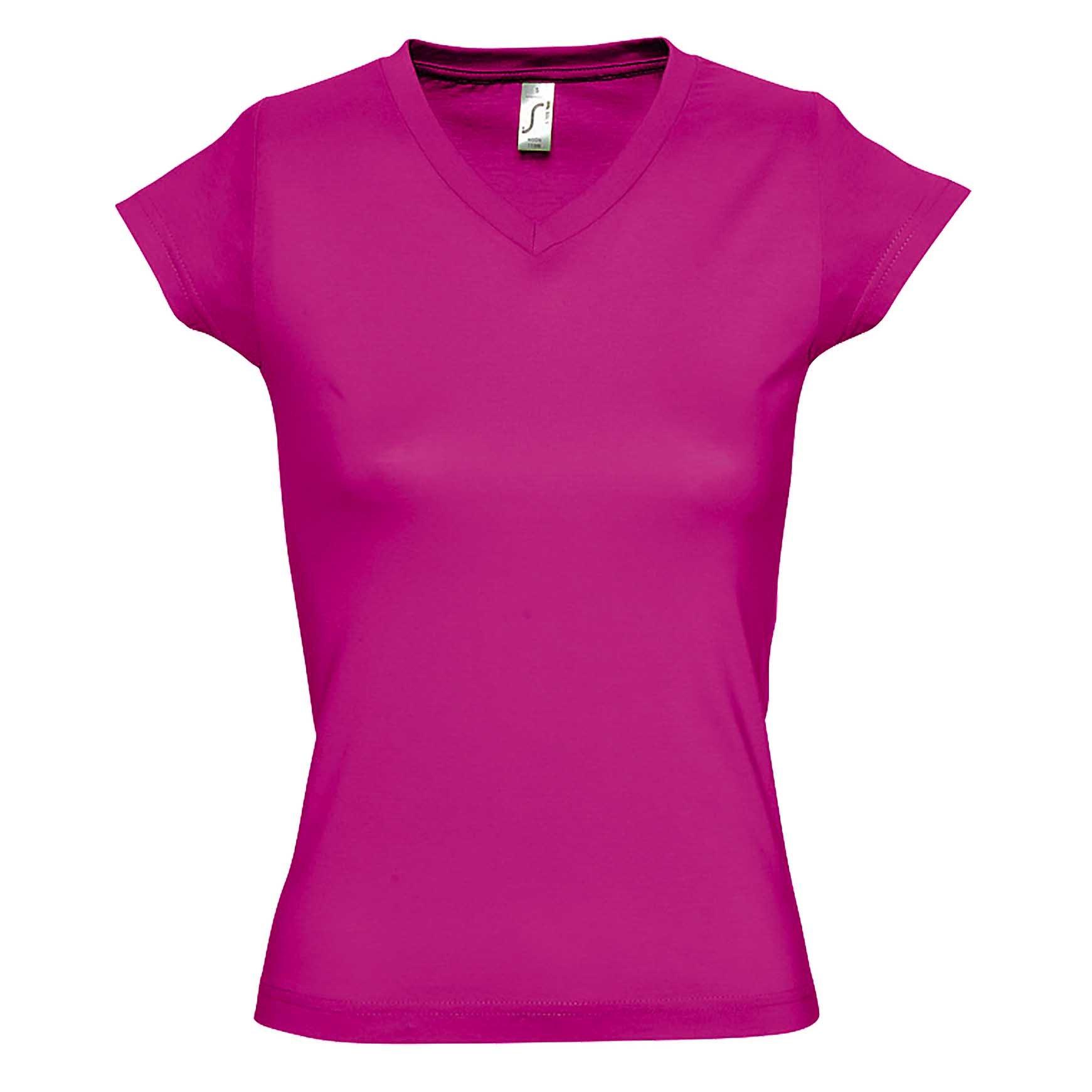 Moon Tshirt, Kurzarm, Vausschnitt Damen Fuchsia 3XL von SOLS