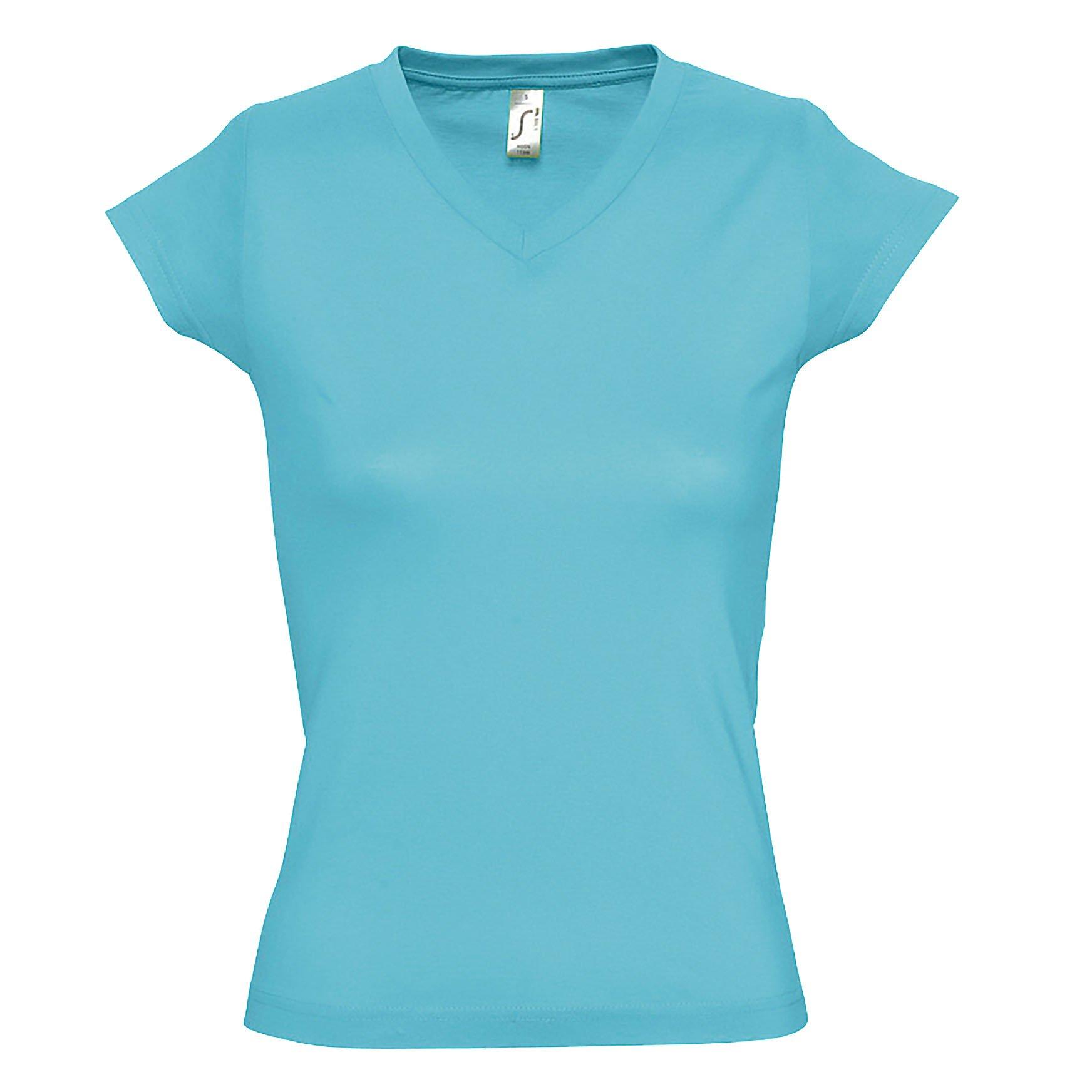 Moon Tshirt, Kurzarm, Vausschnitt Damen Hellblau XL von SOLS