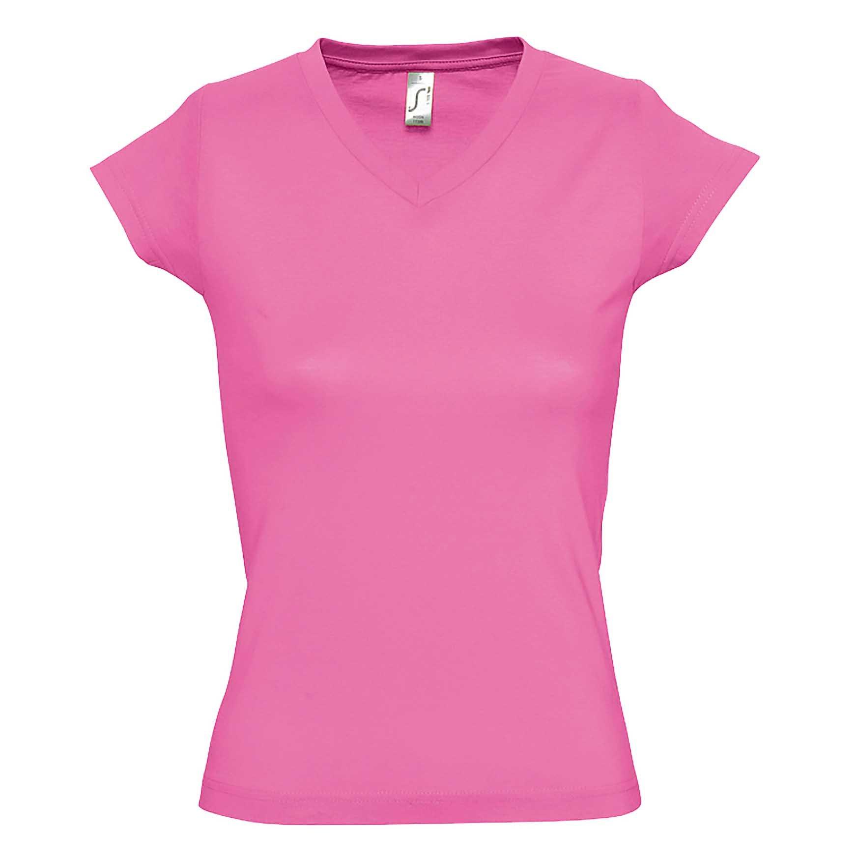 Moon Tshirt, Kurzarm, Vausschnitt Damen Pink M von SOLS