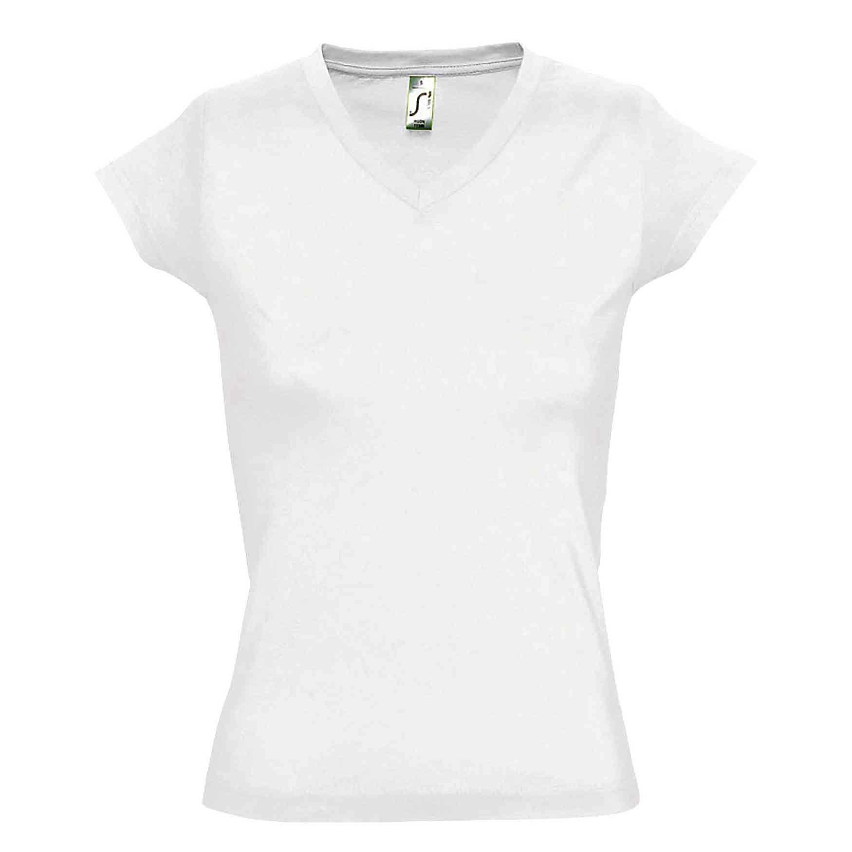 Moon Tshirt, Kurzarm, Vausschnitt Damen Weiss XL von SOLS