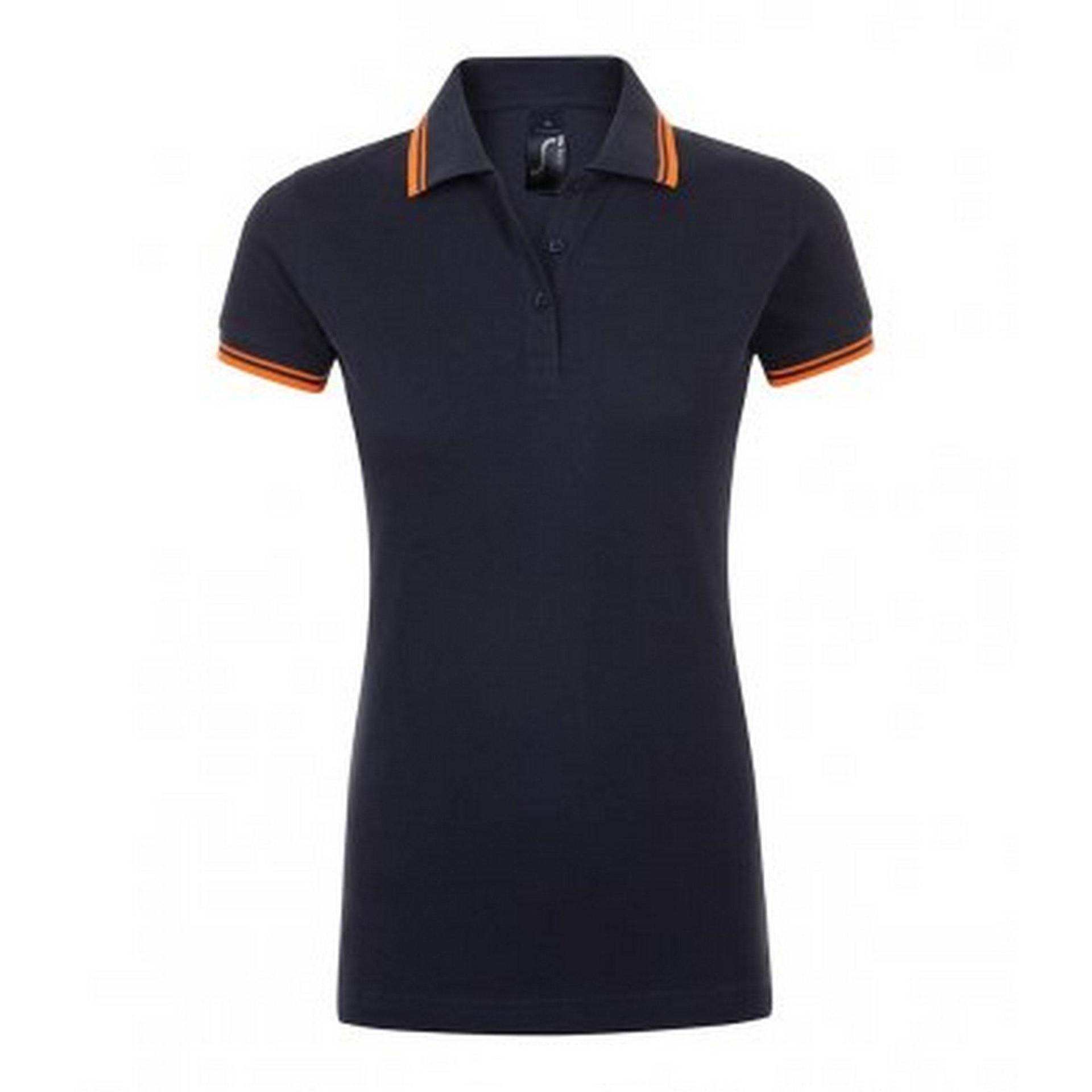 Pasadena Pique Poloshirt, Kurzärmlig Damen Marine L von SOLS