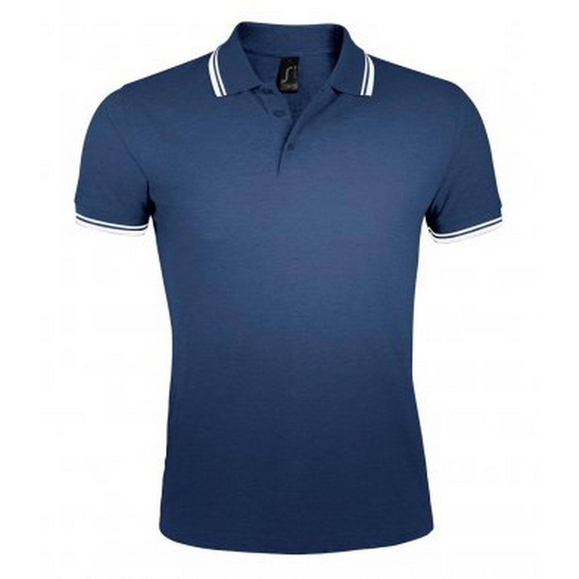 Pasadena Tipped Kurzarm Pique Polo Herren Marine L von SOLS