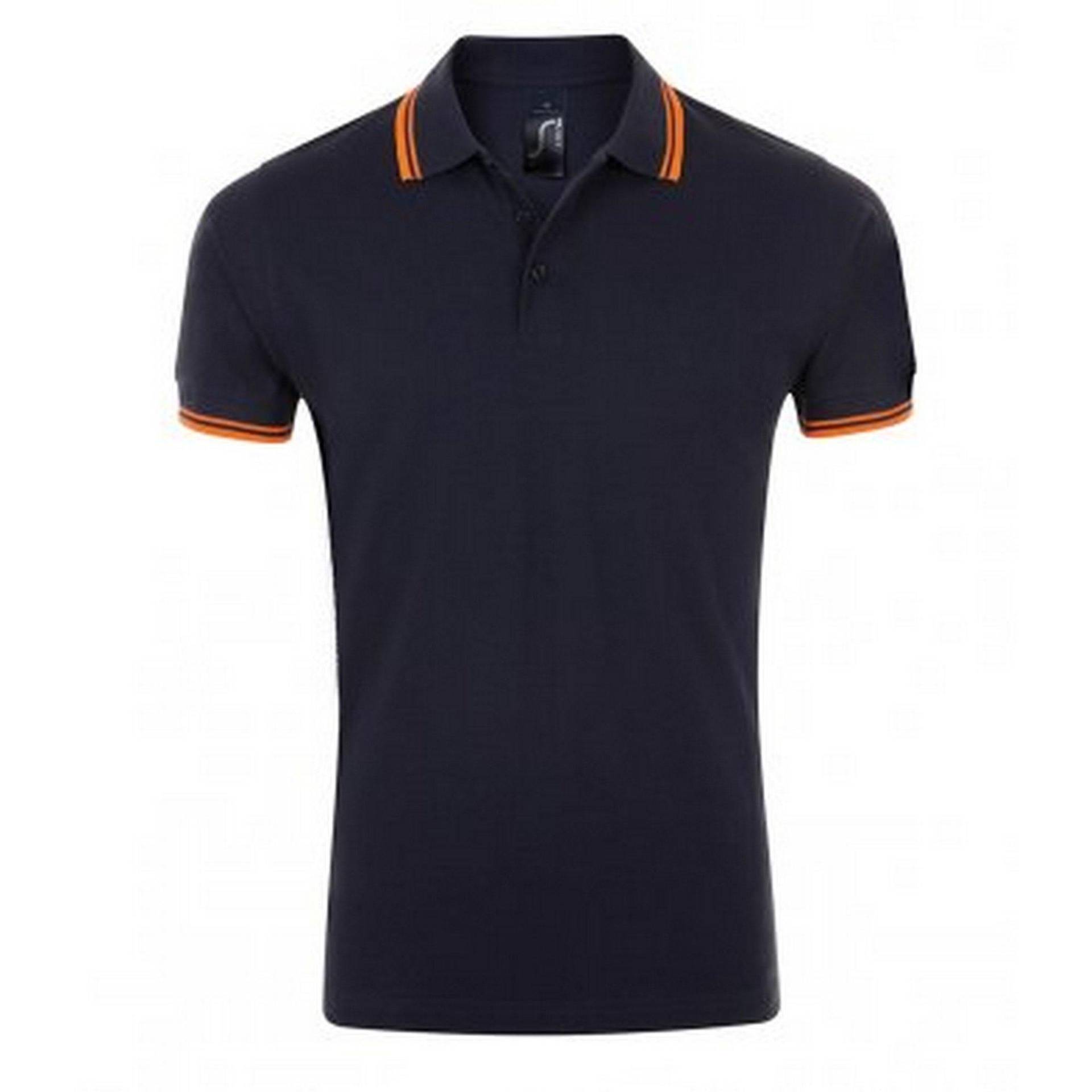 Pasadena Tipped Kurzarm Pique Polo Herren Marine M von SOLS