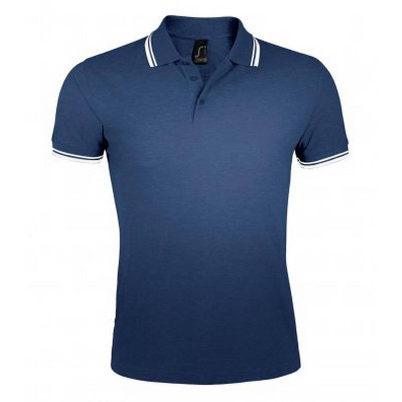 SOLS - Pasadena Tipped Kurzarm Pique Polo, für Herren, Marine, Größe S von SOLS