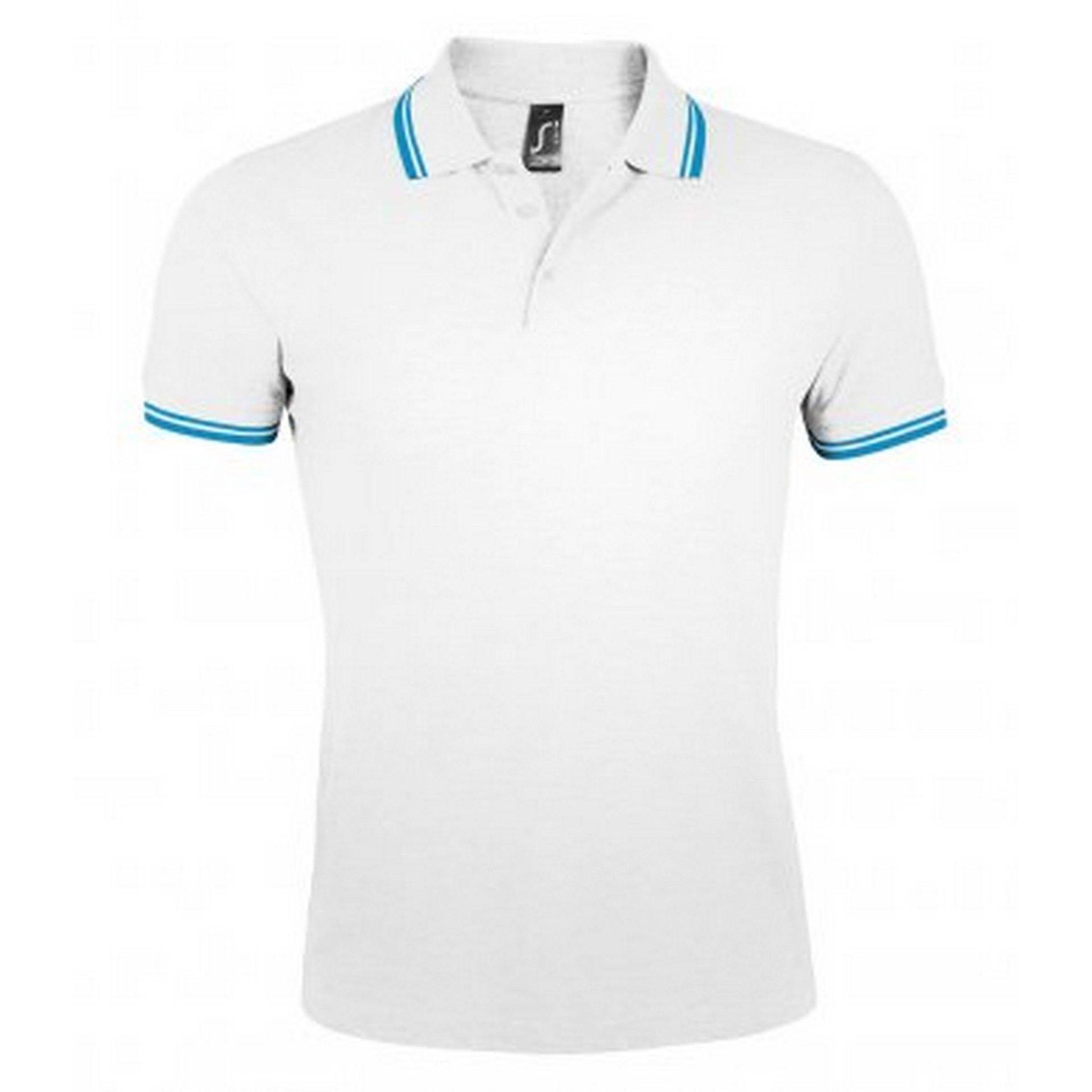 Pasadena Tipped Kurzarm Pique Polo Herren Weiss M von SOLS