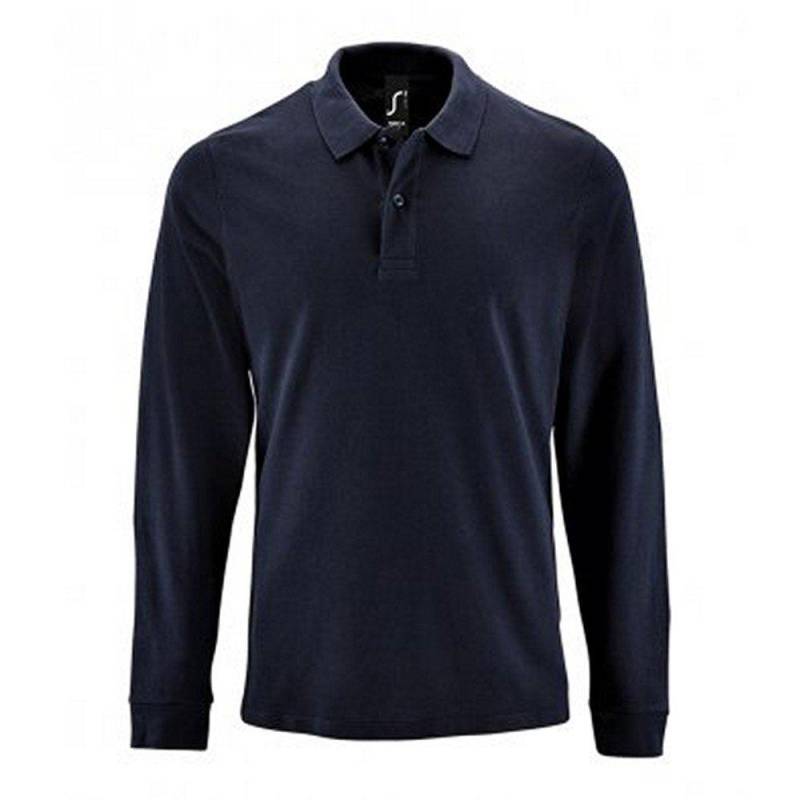 Perfect Langarm Pique Polohemd Herren Marine XL von SOLS