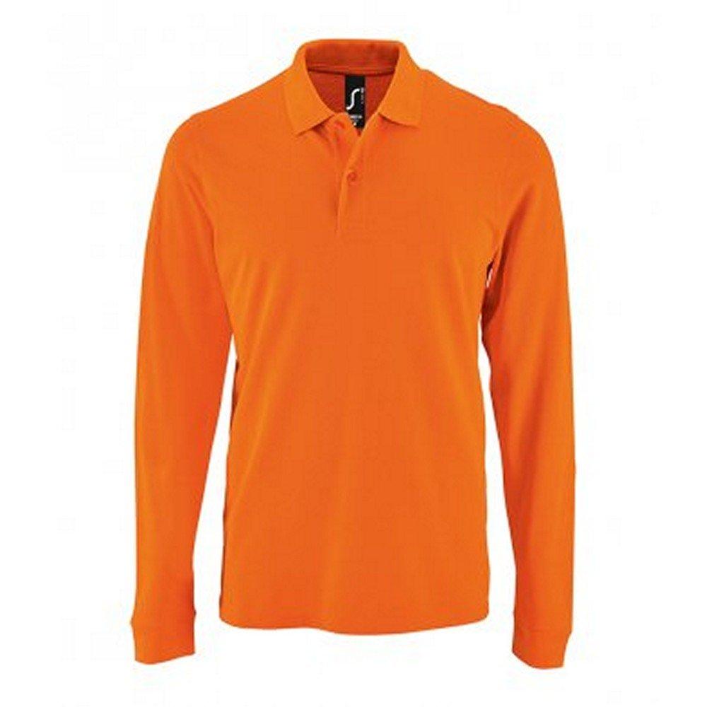 Perfect Langarm Pique Polohemd Herren Orange M von SOLS