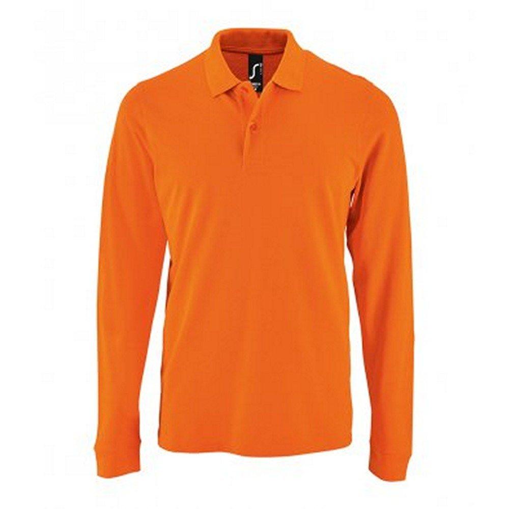 Perfect Langarm Pique Polohemd Herren Orange S von SOLS