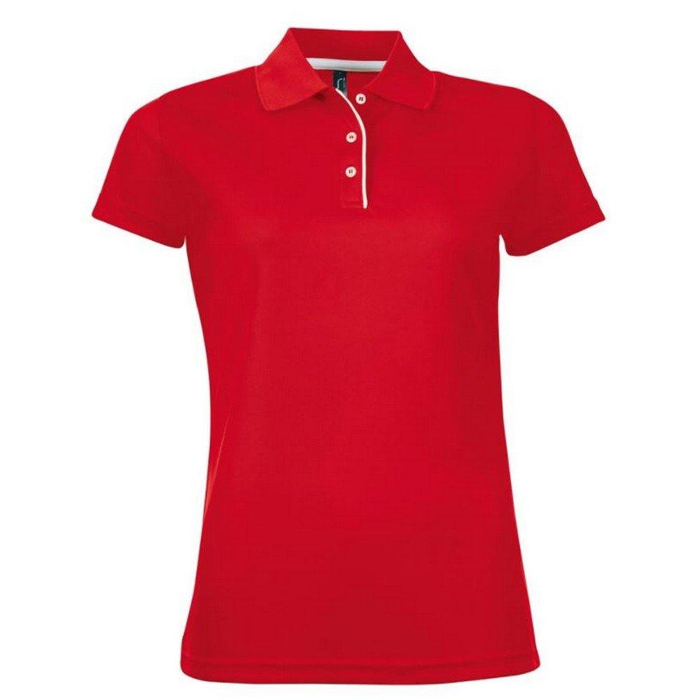 Performer Pique Poloshirt, Kurzarm Damen Rot Bunt M von SOLS