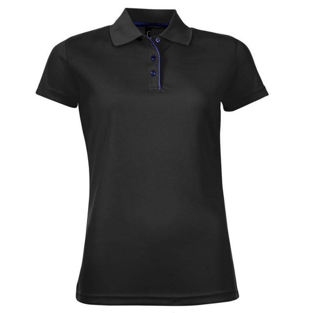 Performer Pique Poloshirt, Kurzarm Damen Schwarz XL von SOLS