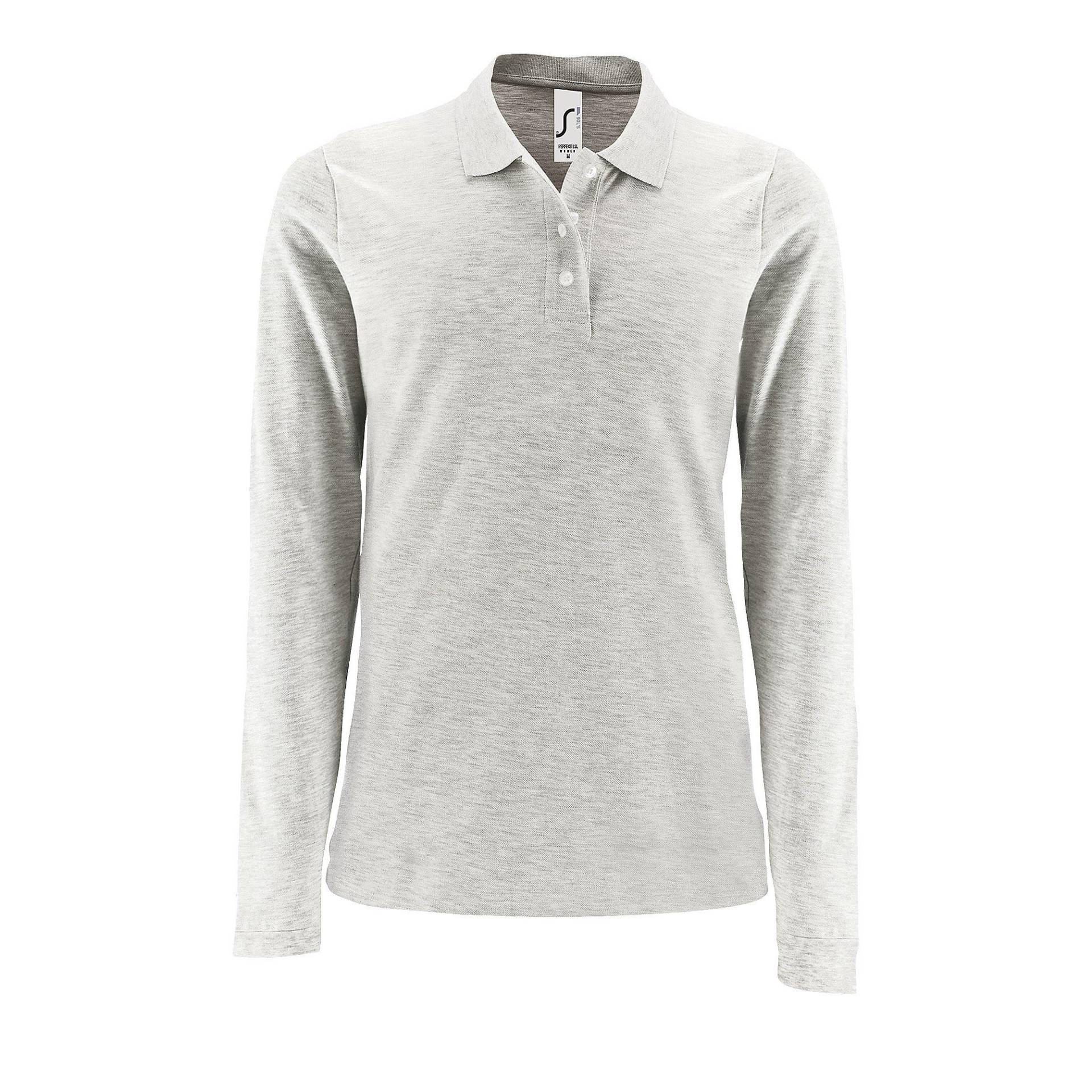 Piquepoloshirt, Langärmlig Damen Grau XL von SOLS