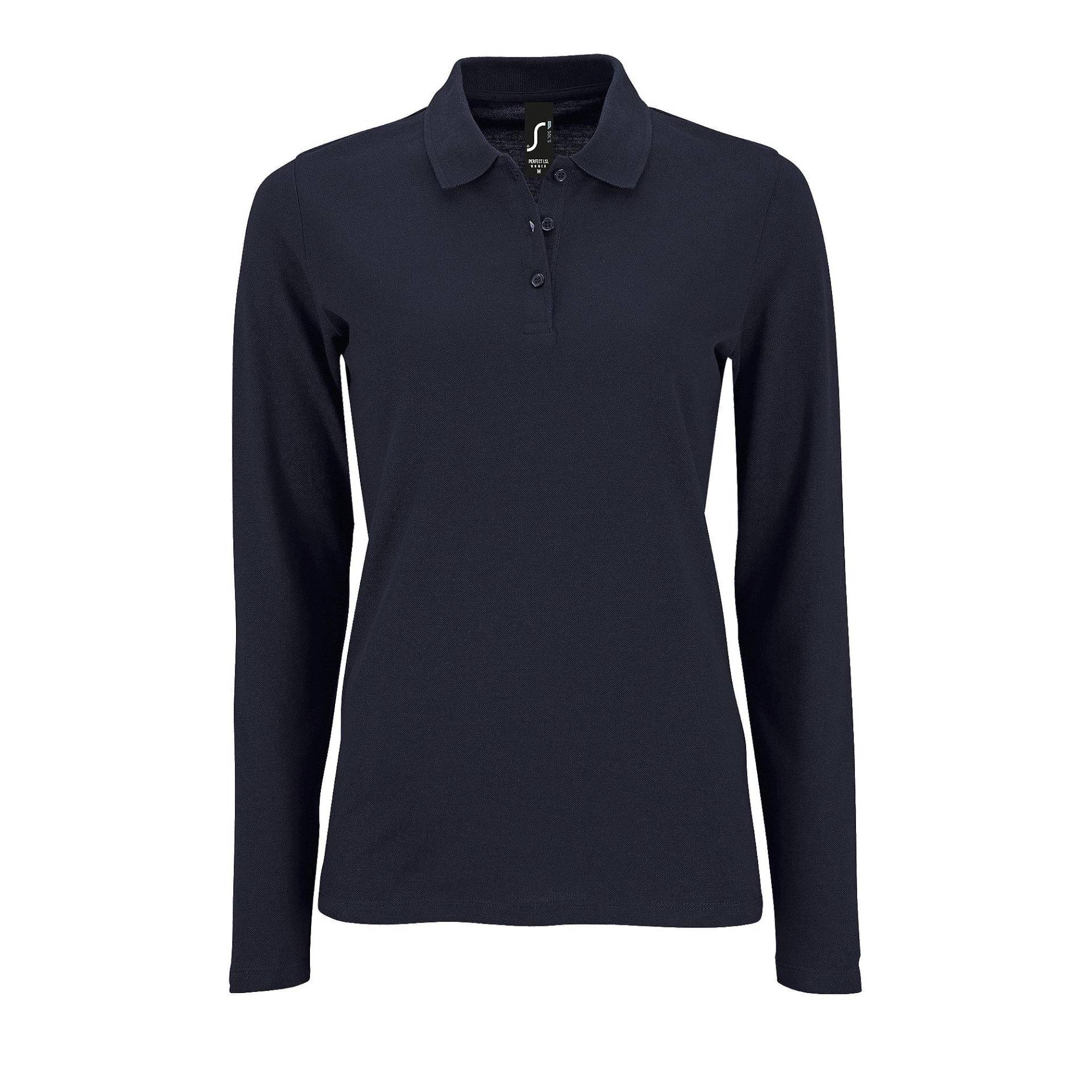 Piquepoloshirt, Langärmlig Damen Marine S von SOLS