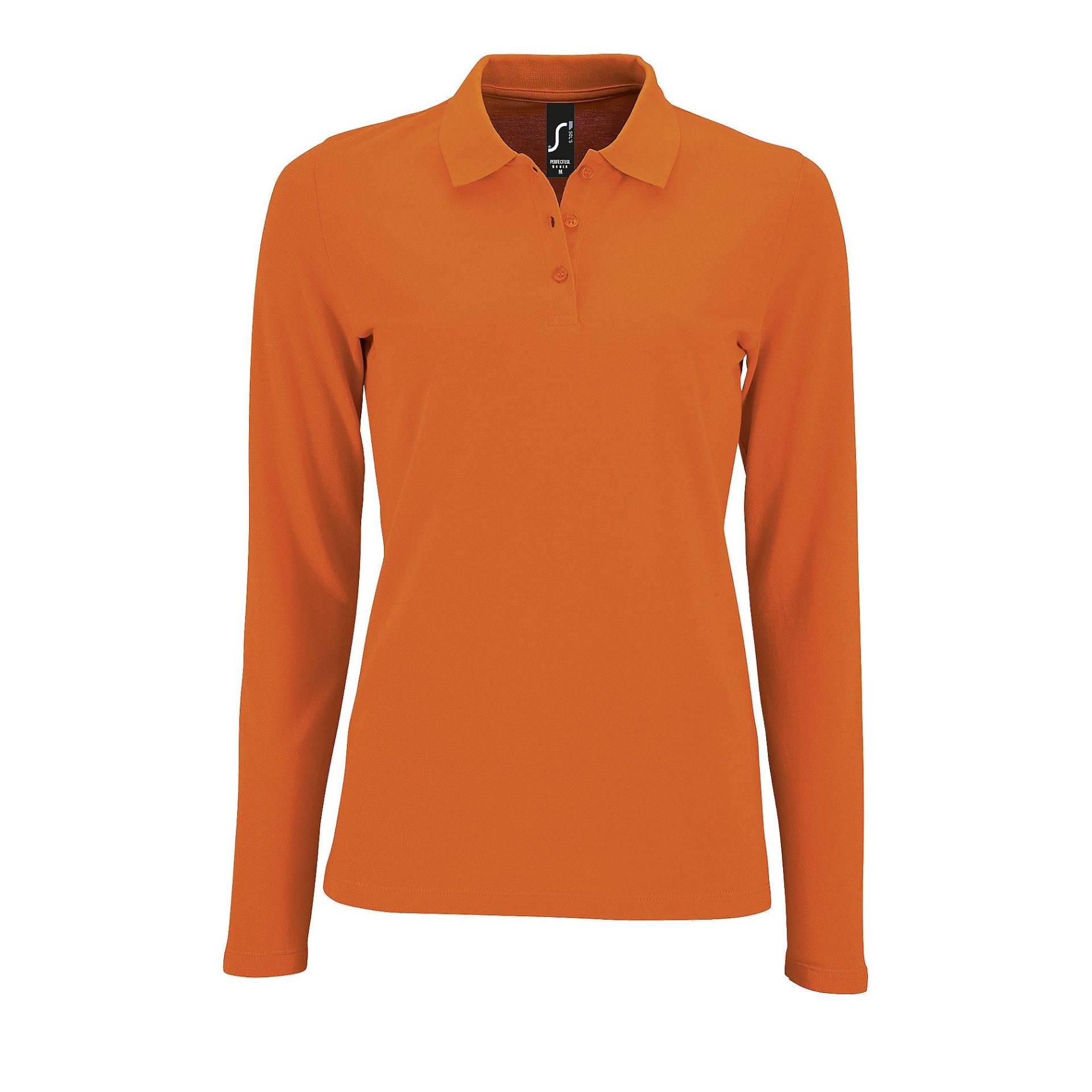 Piquepoloshirt, Langärmlig Damen Orange XXL von SOLS