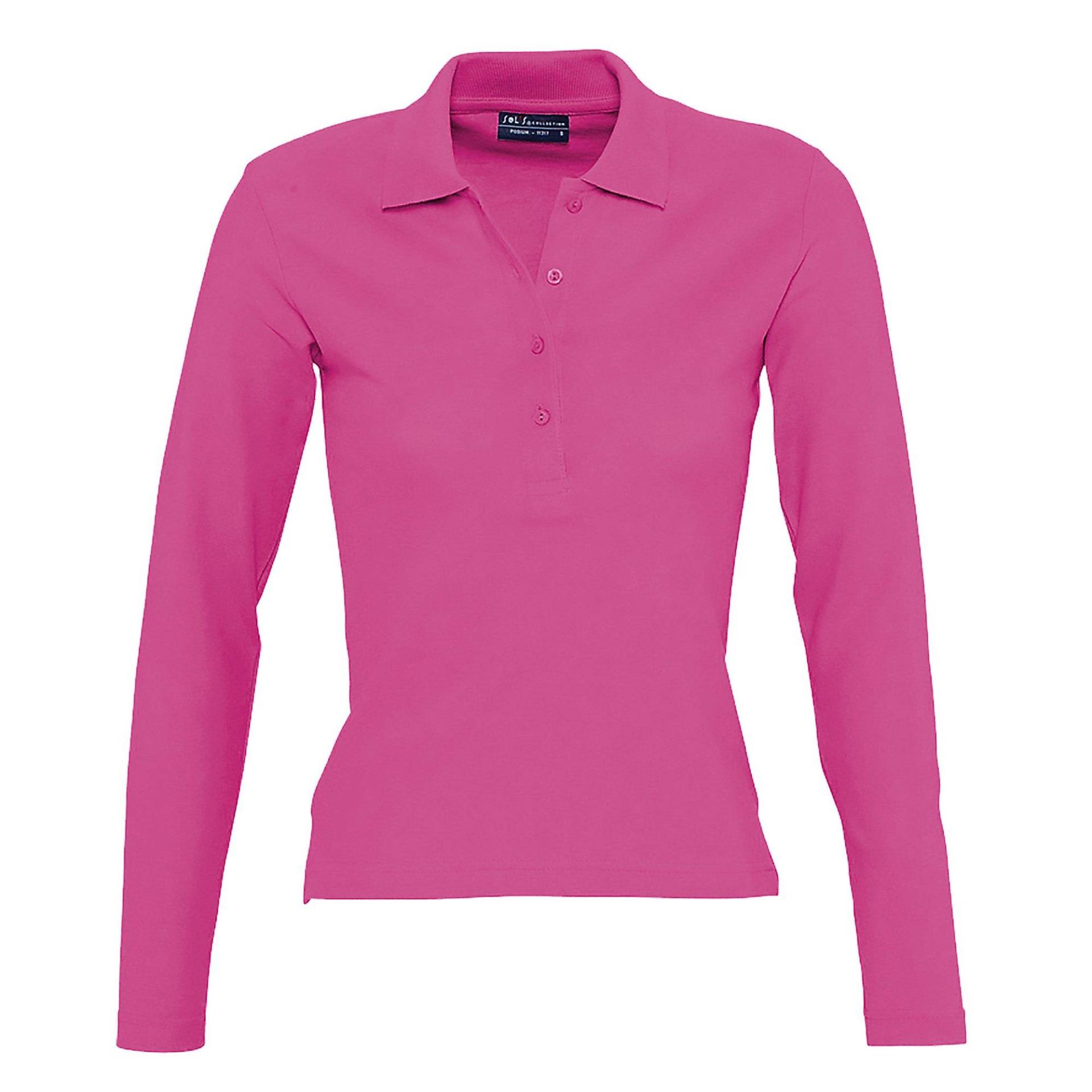 Podium Pique Poloshirt, Langarm Damen Pink M von SOLS