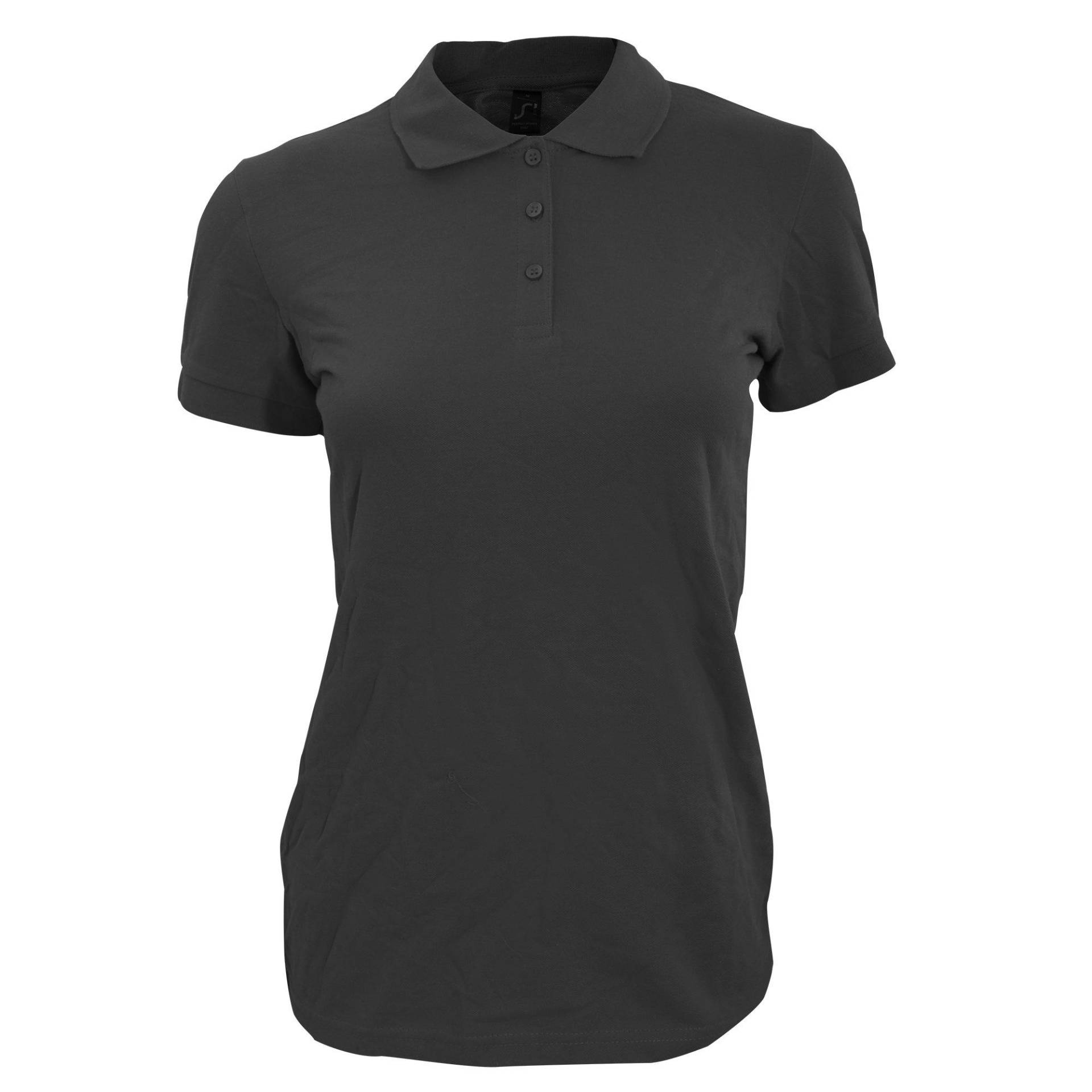 Poloshirt Perfect Kurzarm Damen Schwarz M von SOLS