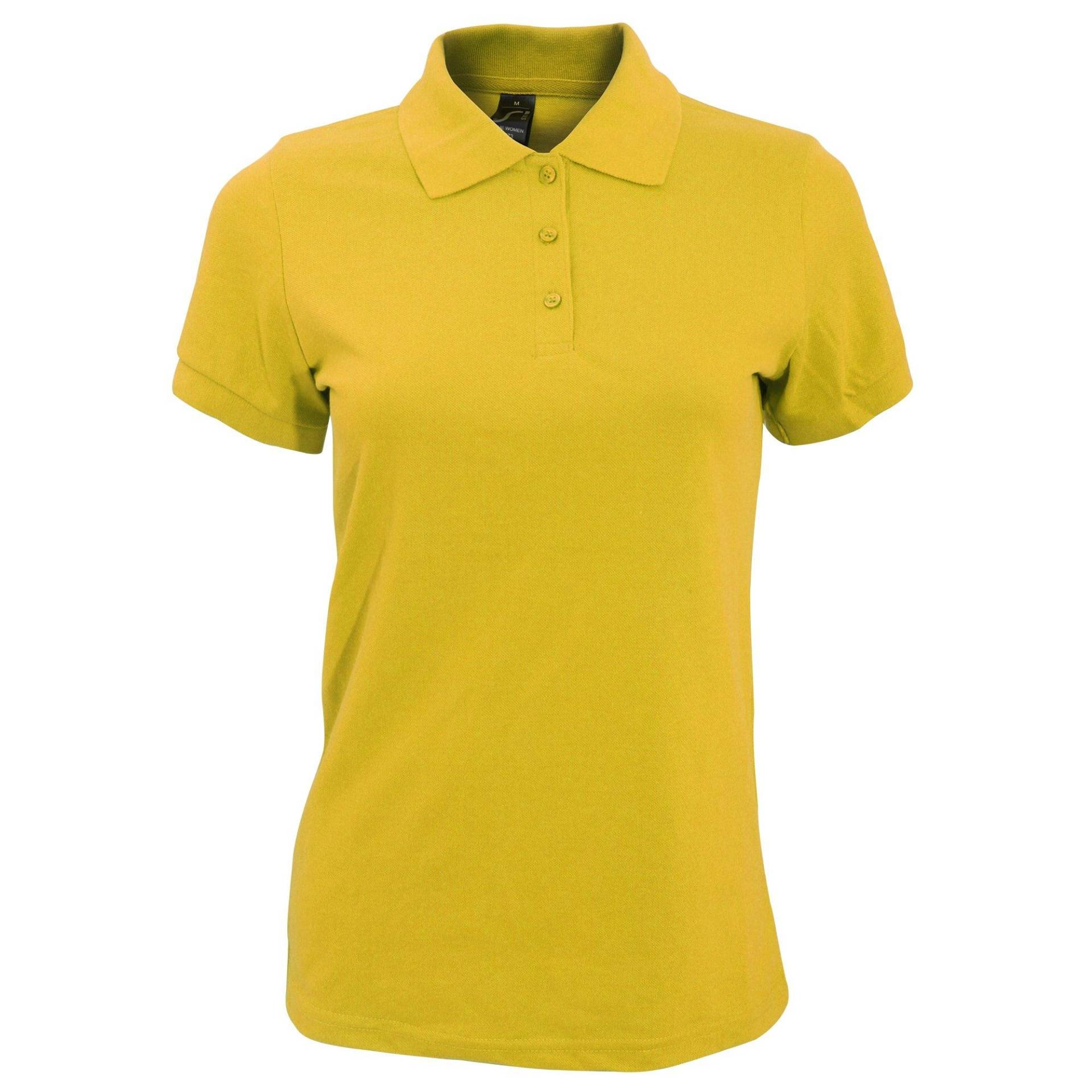 Prime Pique Poloshirt, Kurzarm Damen Gold L von SOLS