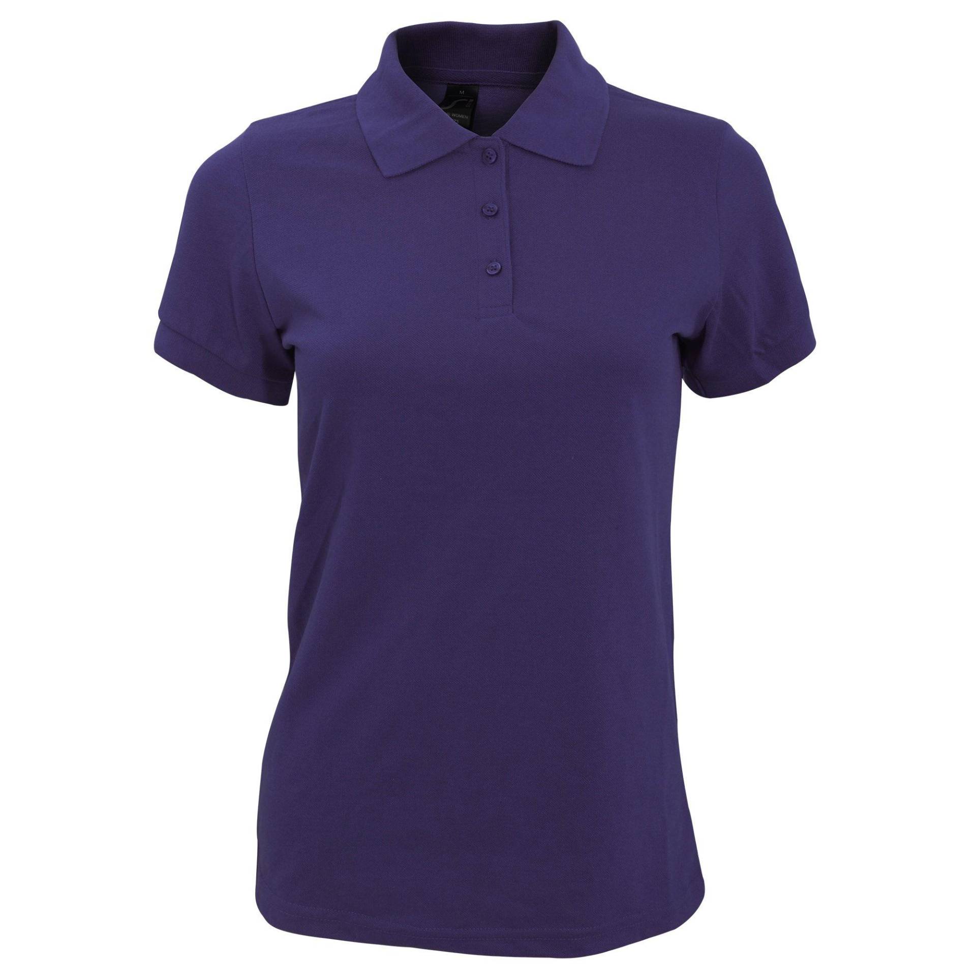 Prime Pique Poloshirt, Kurzarm Damen Lila S von SOLS