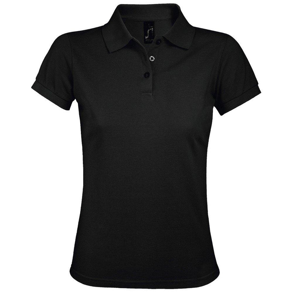 Prime Pique Poloshirt, Kurzarm Damen Schwarz L von SOLS