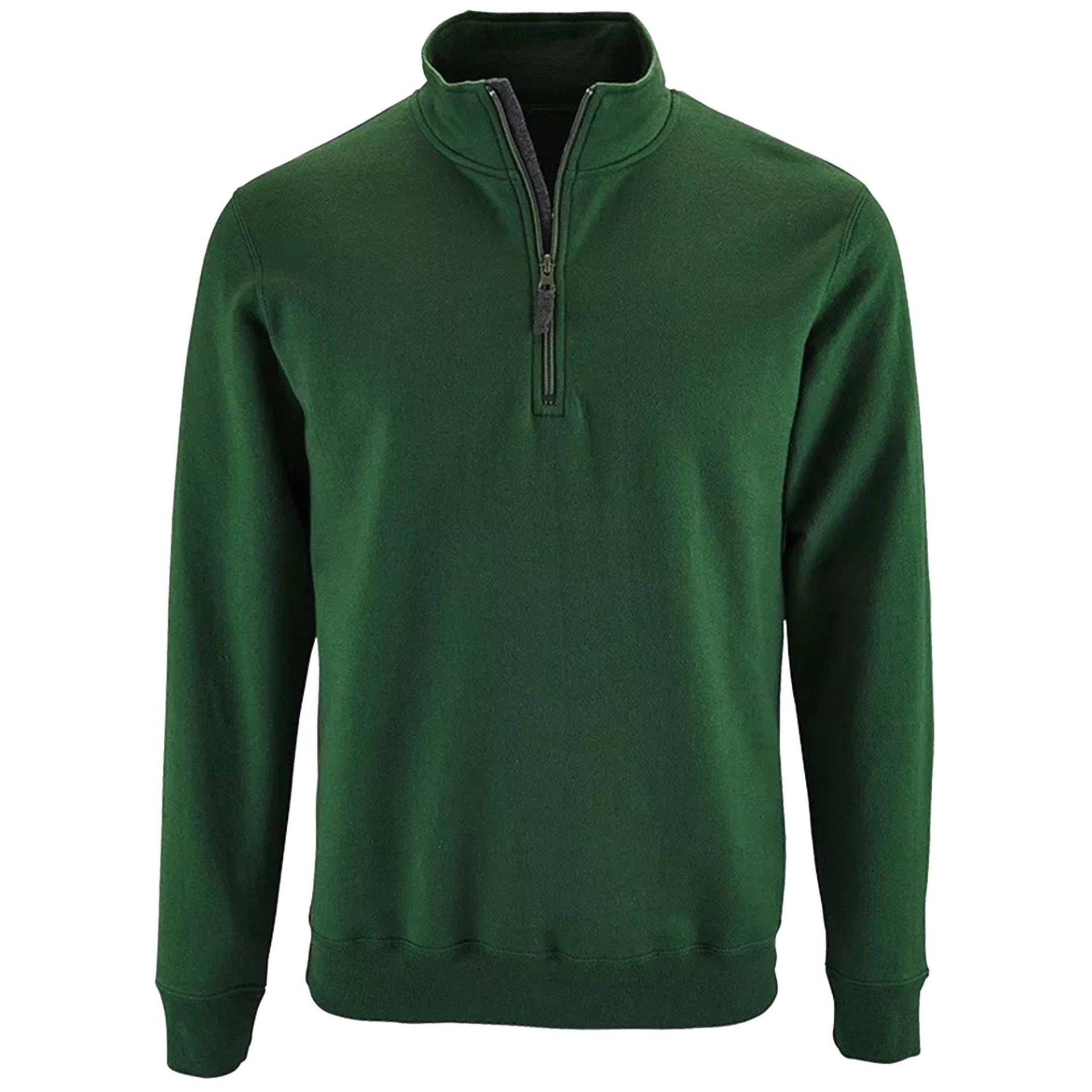 Stan Kontrast Zip Sweatshirt Herren Grün L von SOLS