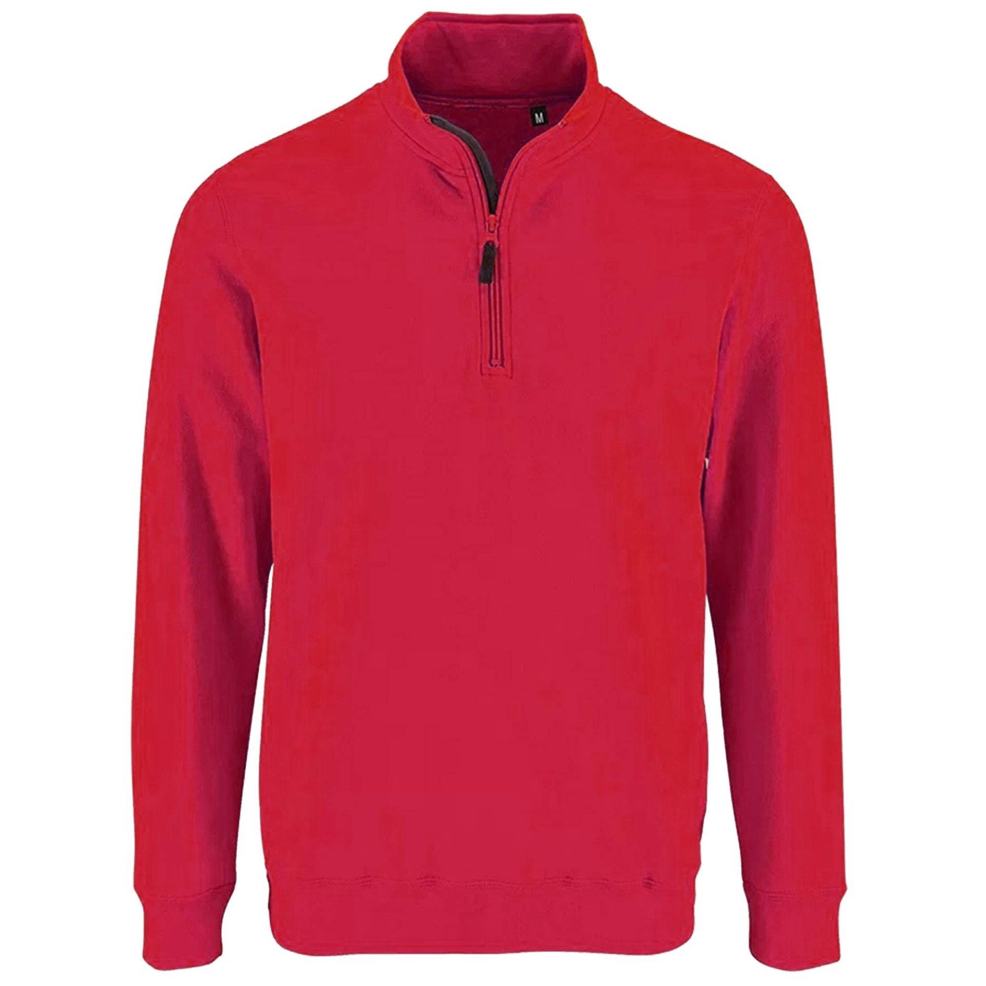 Stan Kontrast Zip Sweatshirt Herren Rot Bunt XL von SOLS