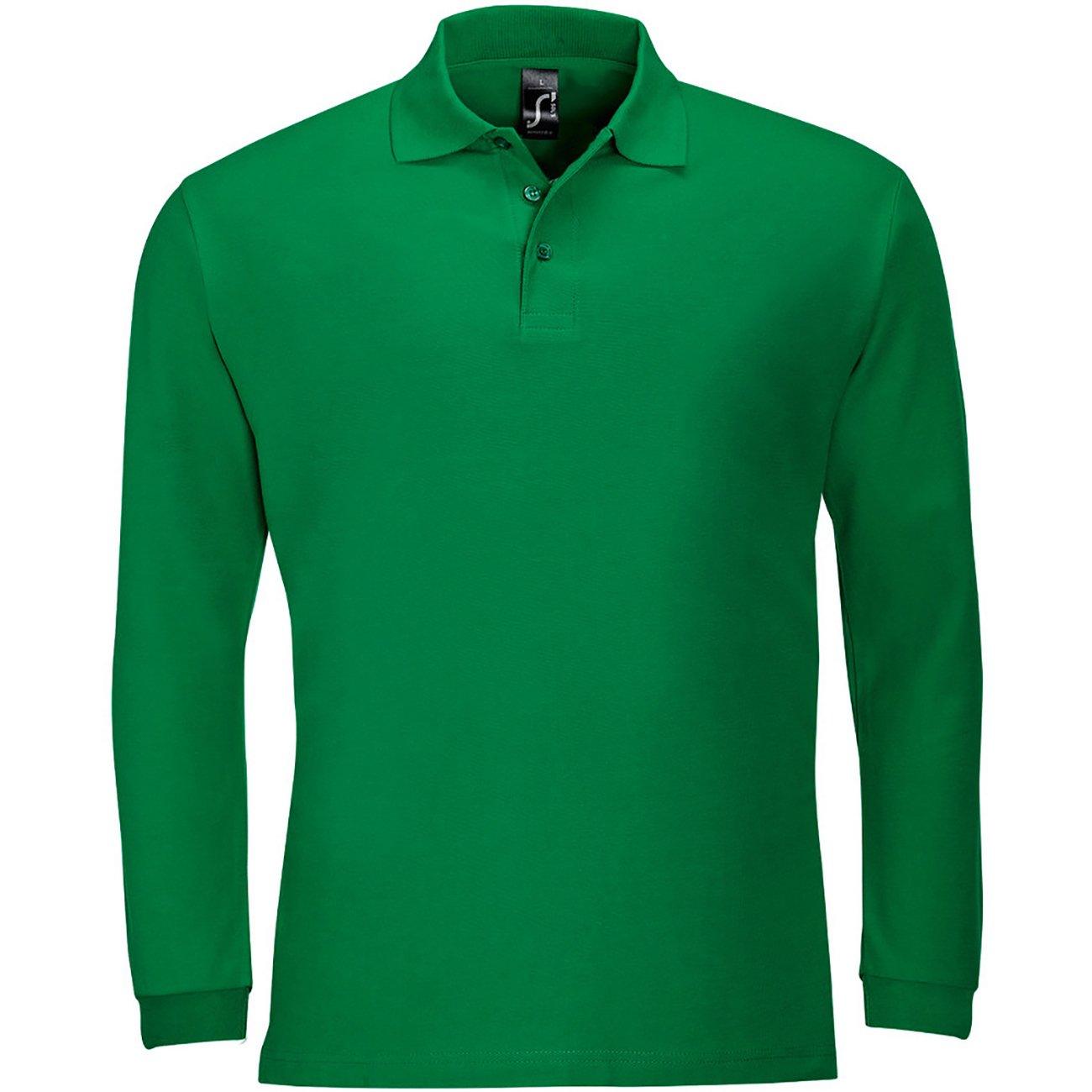 Winter Ii Pique Langarmshirt Poloshirt, Langarm Herren Grün XL von SOLS