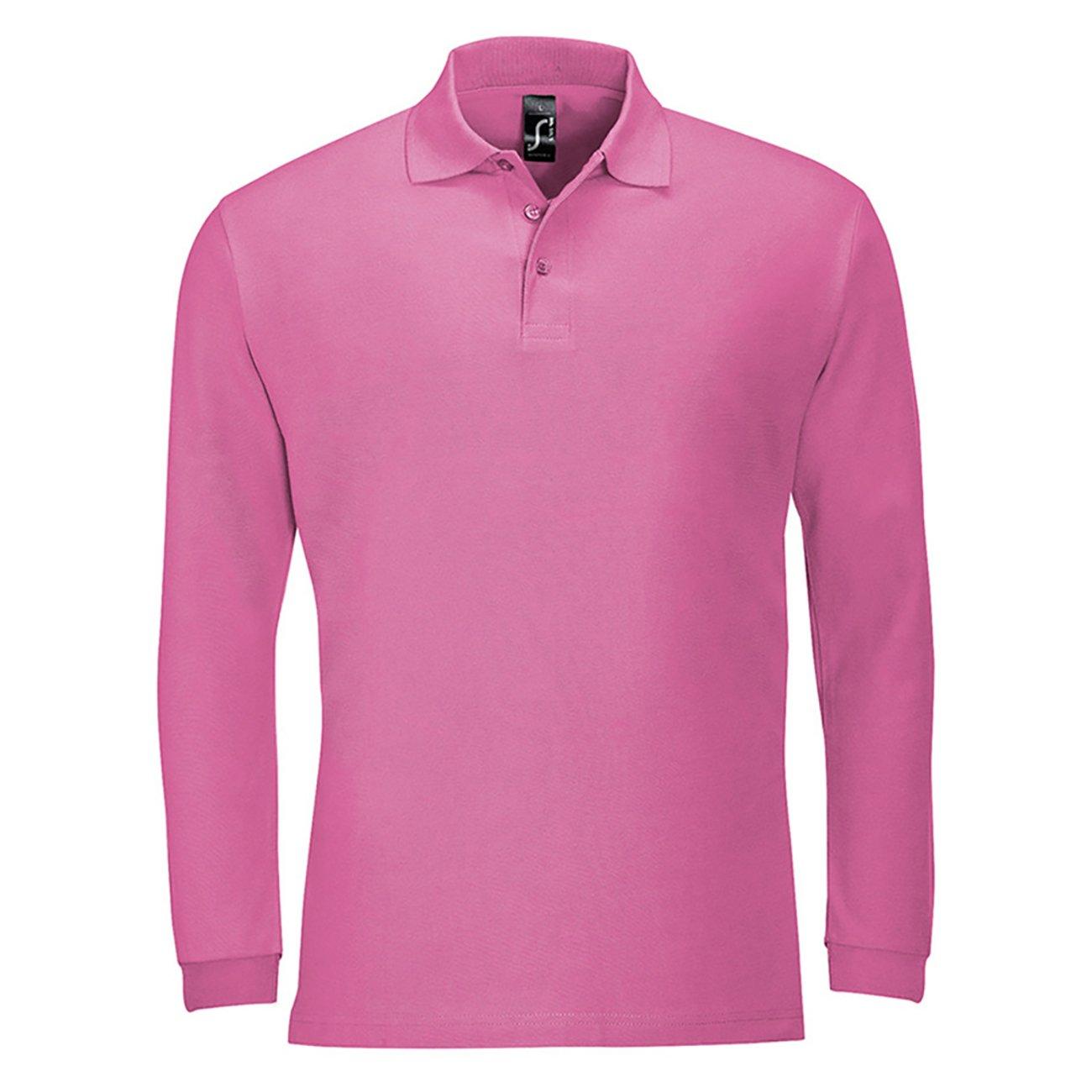 Winter Ii Pique Langarmshirt Poloshirt, Langarm Herren Pink M von SOLS