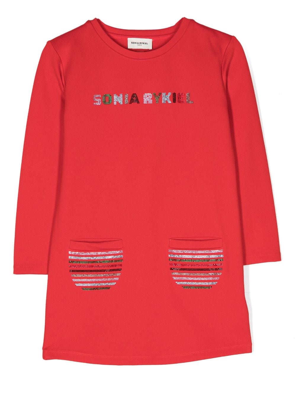 SONIA RYKIEL ENFANT bead-embellished long-sleeve dress - Red von SONIA RYKIEL ENFANT