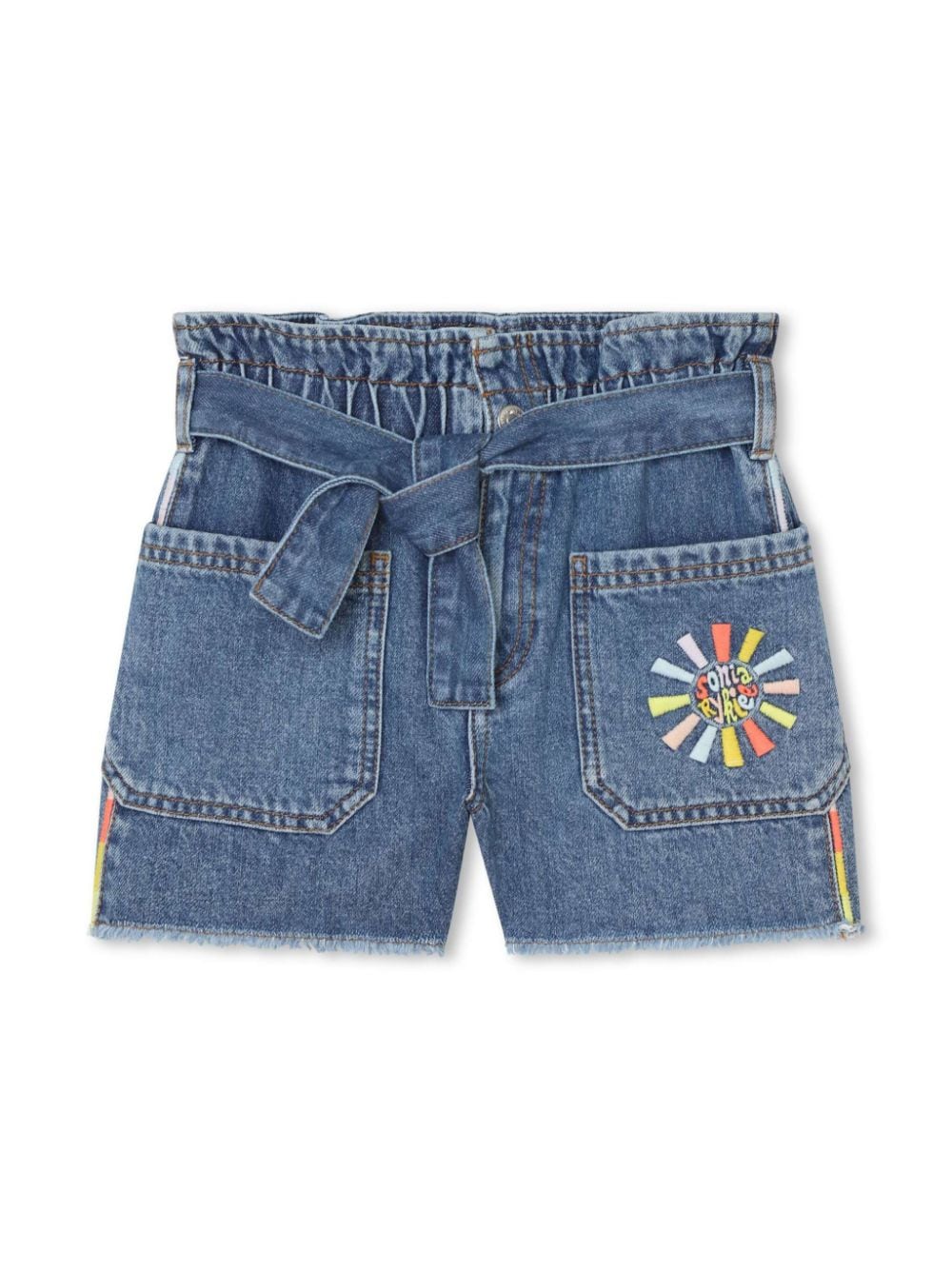 SONIA RYKIEL ENFANT logo-embroidered denim shorts - Blue von SONIA RYKIEL ENFANT