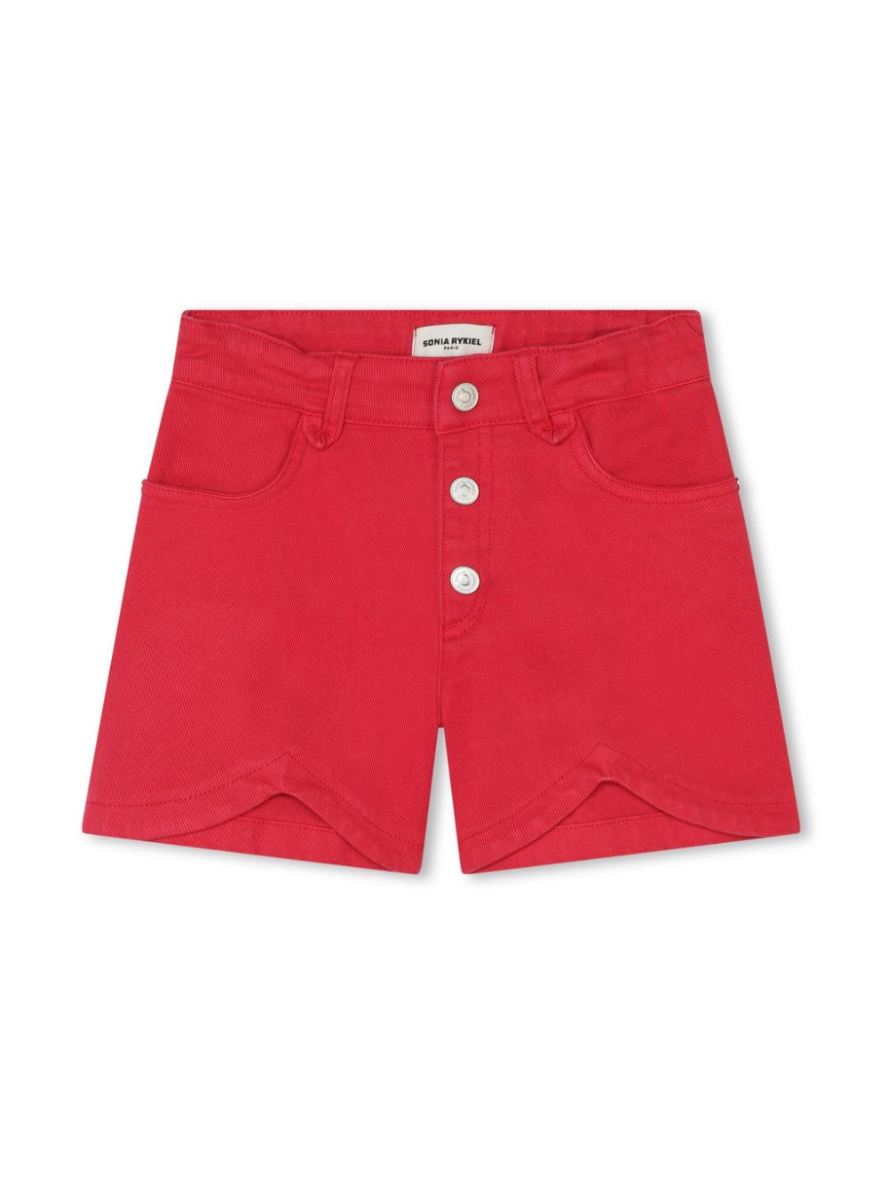 SONIA RYKIEL ENFANT logo-plaque denim shorts - Red von SONIA RYKIEL ENFANT